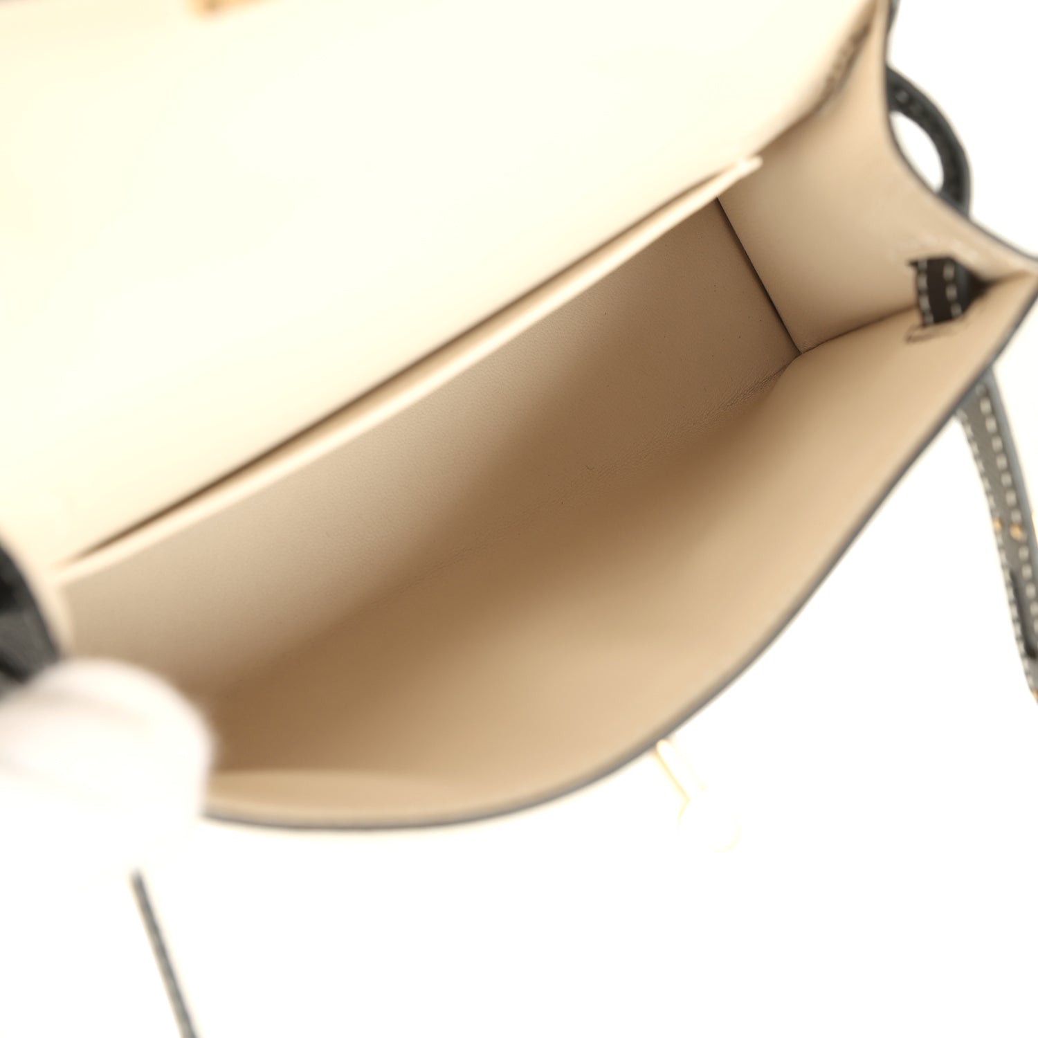 Hermes Special Order (HSS) Kelly Sellier 20 Craie and Black Epsom Permabrass Hardware