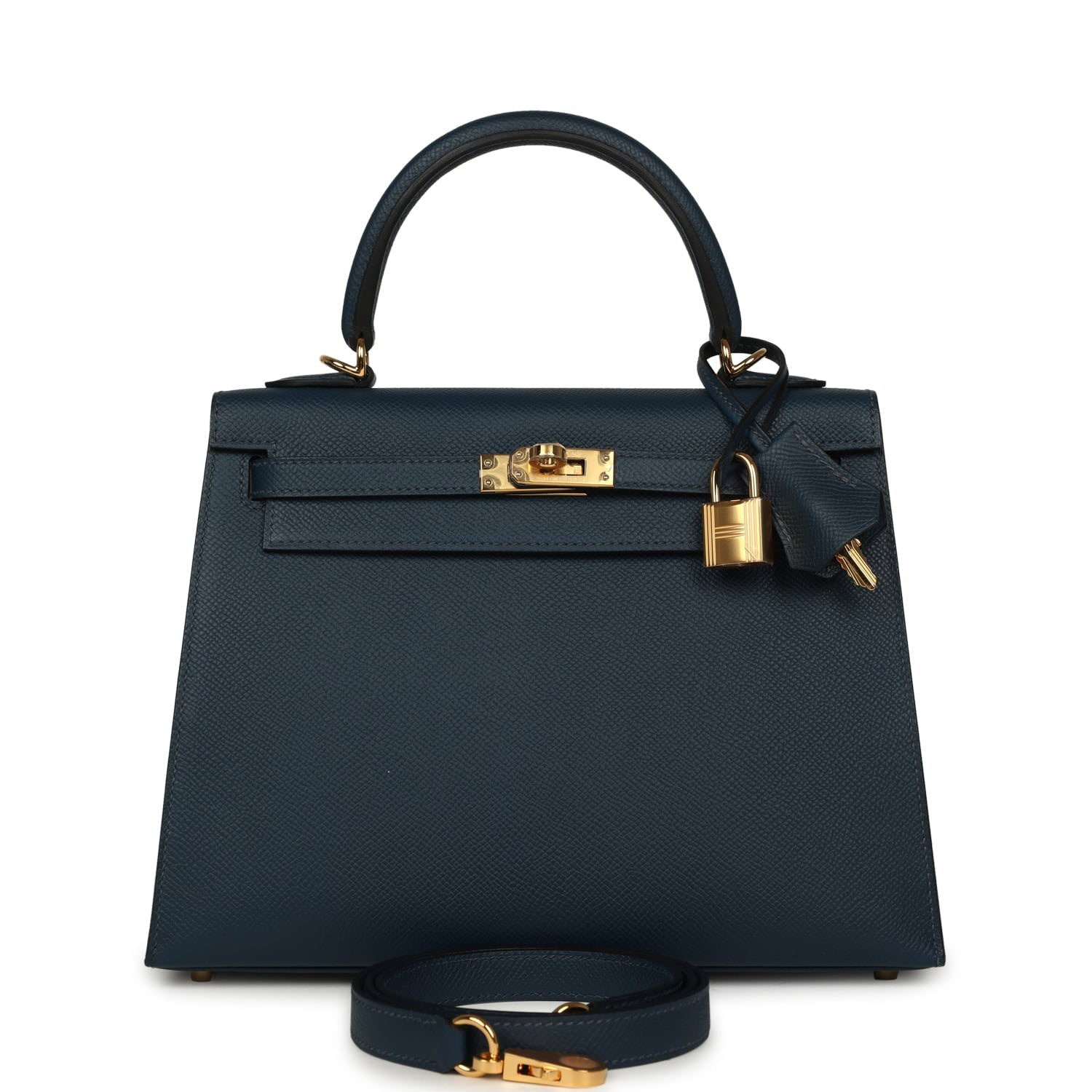 Hermes Kelly Sellier 25 Bleu Navy Epsom Gold Hardware