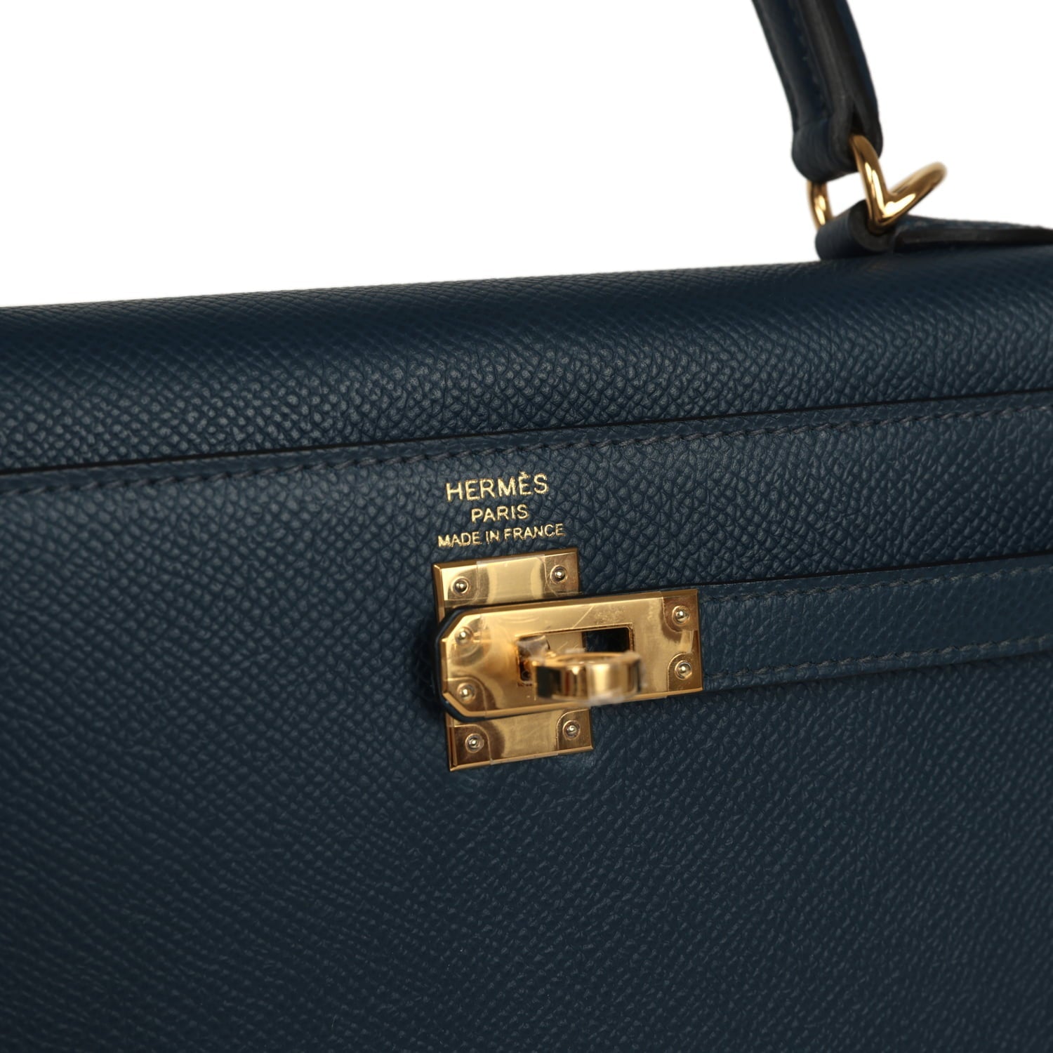 Hermes Kelly Sellier 25 Bleu Navy Epsom Gold Hardware