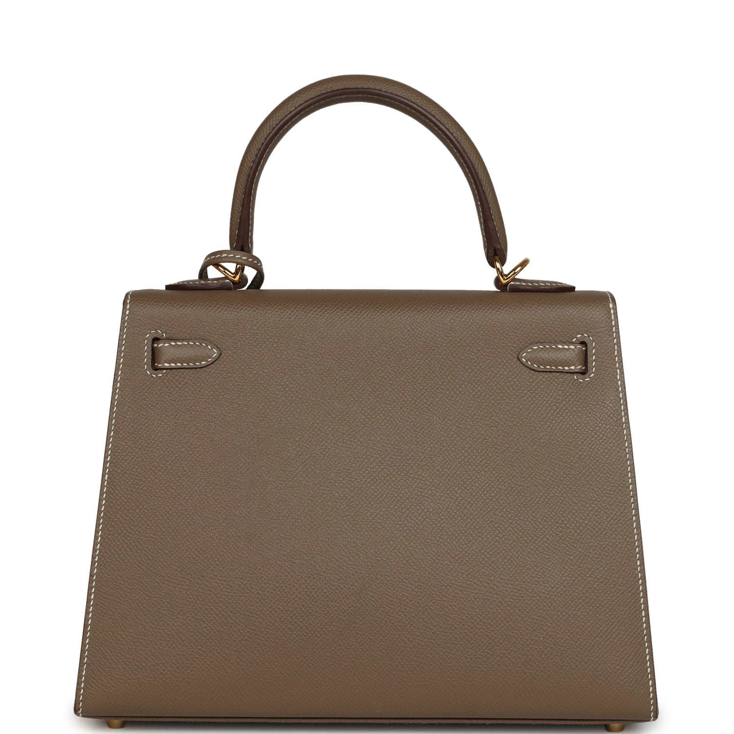 Pre-owned Hermes Kelly Sellier 25 Etoupe Epsom Gold Hardware