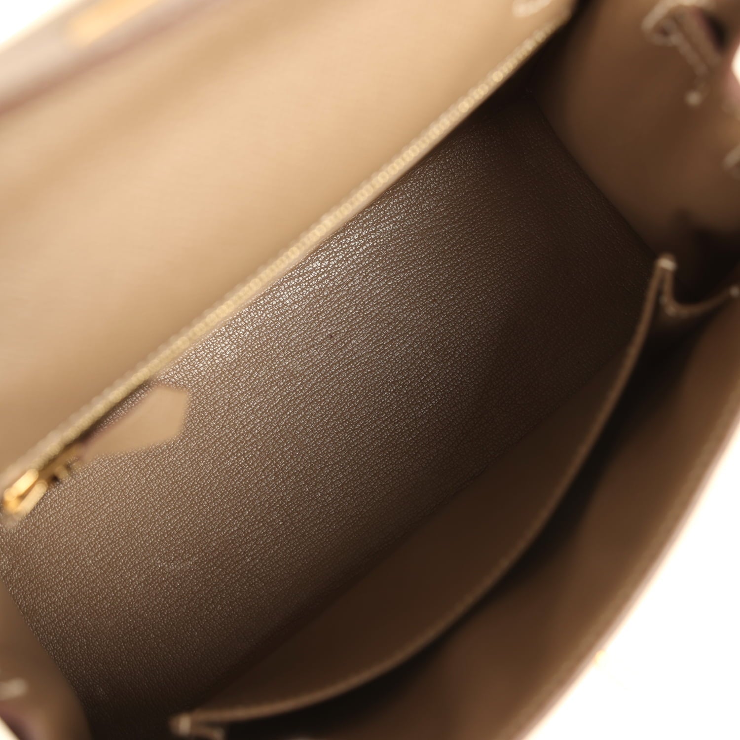 Pre-owned Hermes Kelly Sellier 25 Etoupe Epsom Gold Hardware