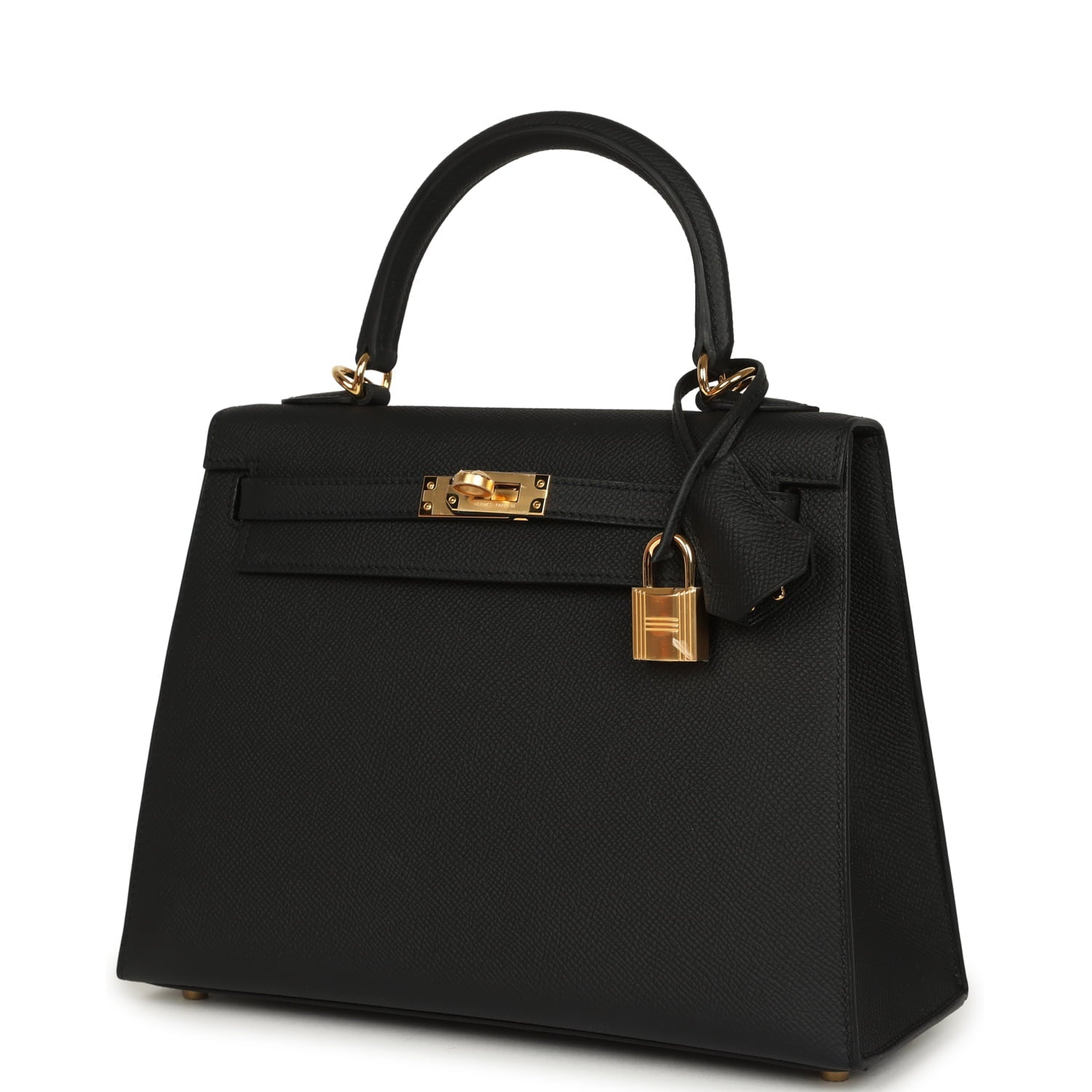 Hermes Kelly Sellier 25 Black Epsom Gold Hardware