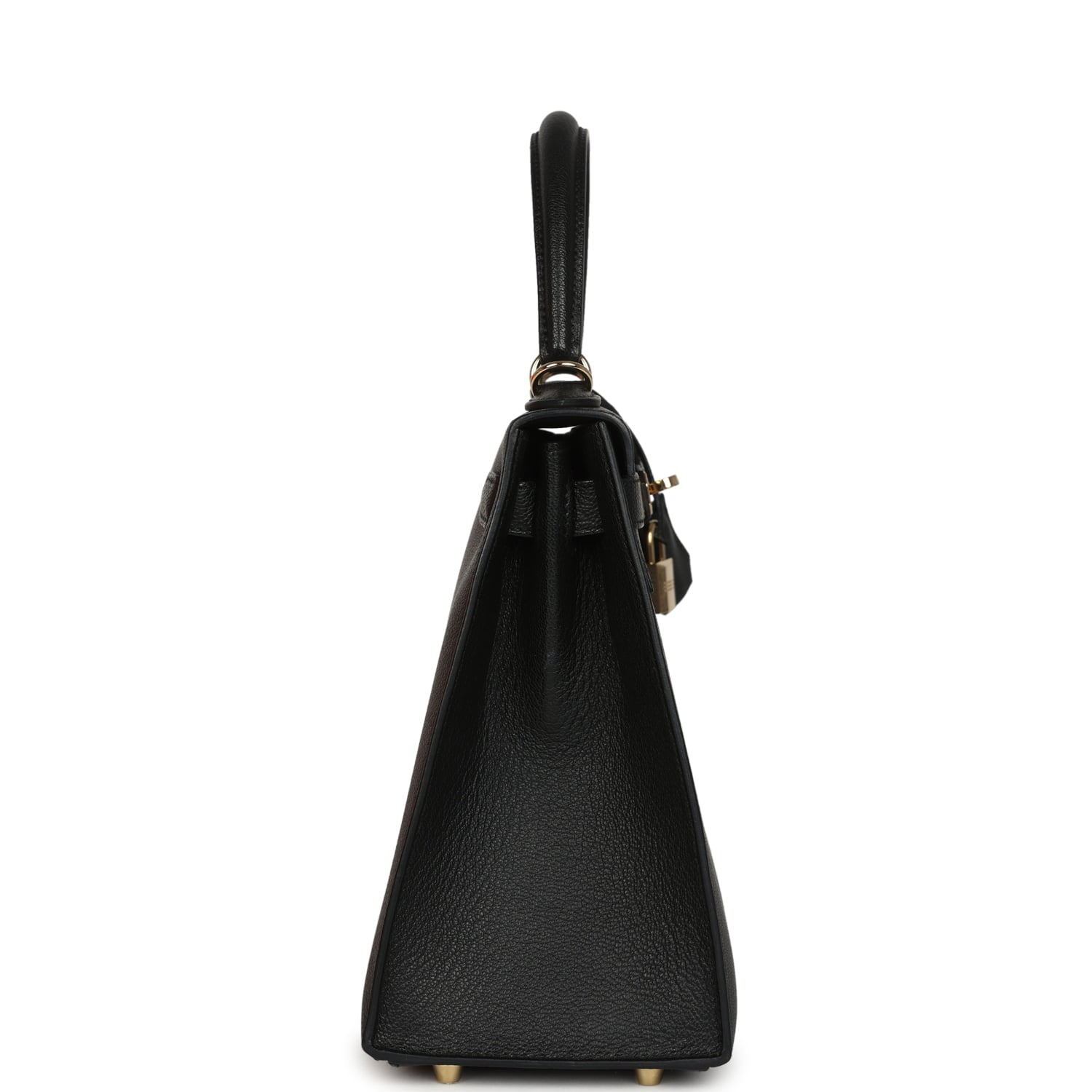 Pre-owned Hermes Special Order (HSS) Kelly Sellier 28 Black Chevre Mysore Permabrass Hardware