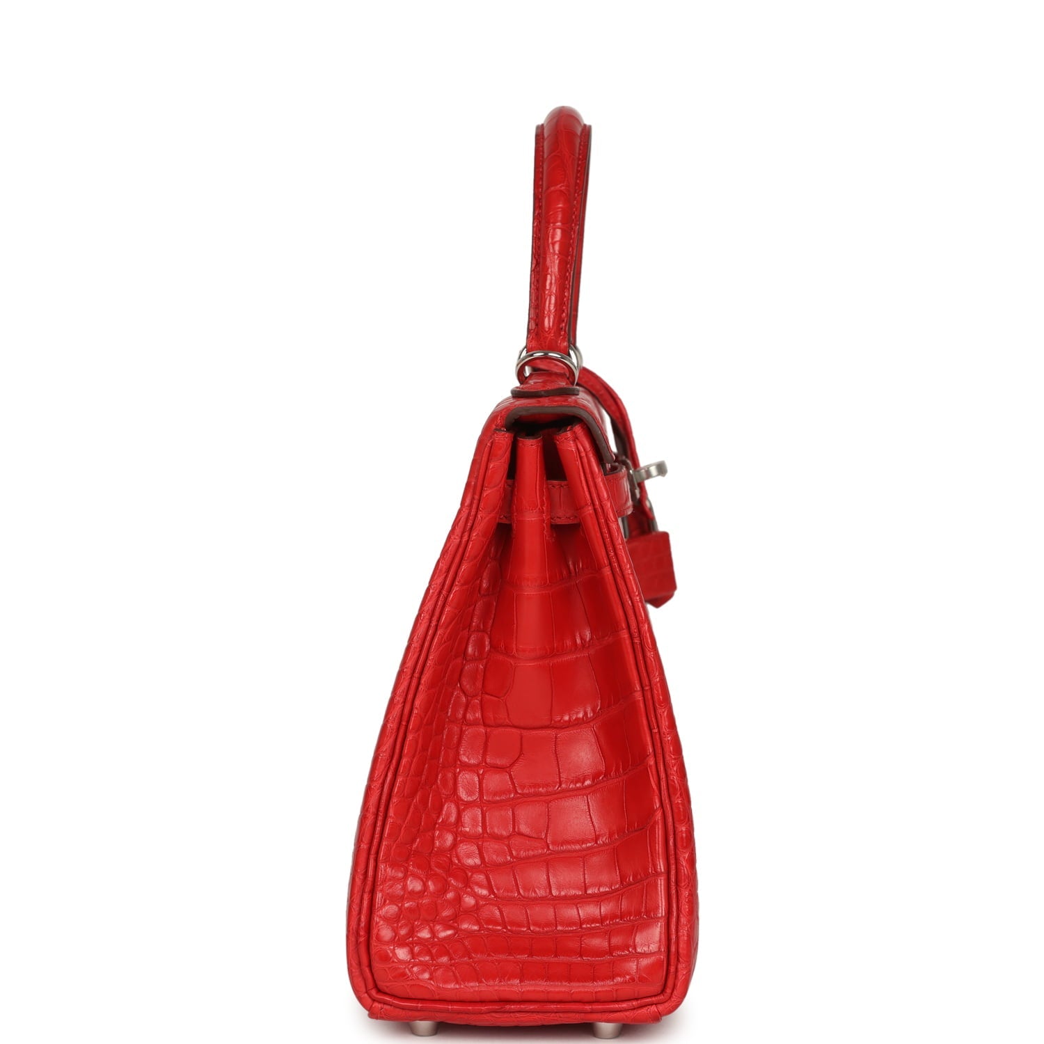 Hermes Kelly Retourne 25 Rouge Radieux Matte Alligator Palladium Hardware