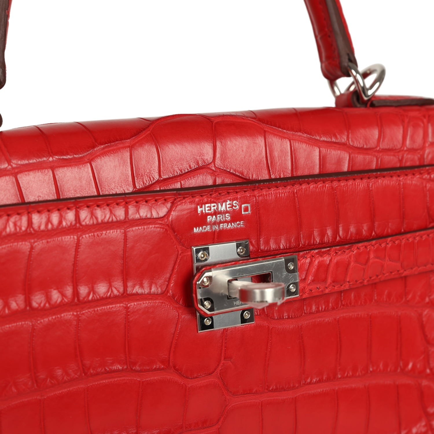 Hermes Kelly Retourne 25 Rouge Radieux Matte Alligator Palladium Hardware