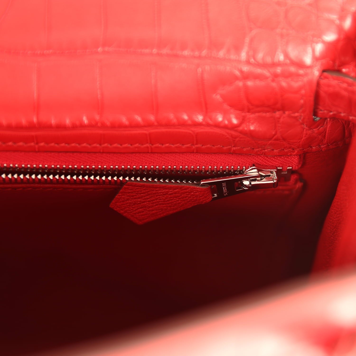 Hermes Kelly Retourne 25 Rouge Radieux Matte Alligator Palladium Hardware