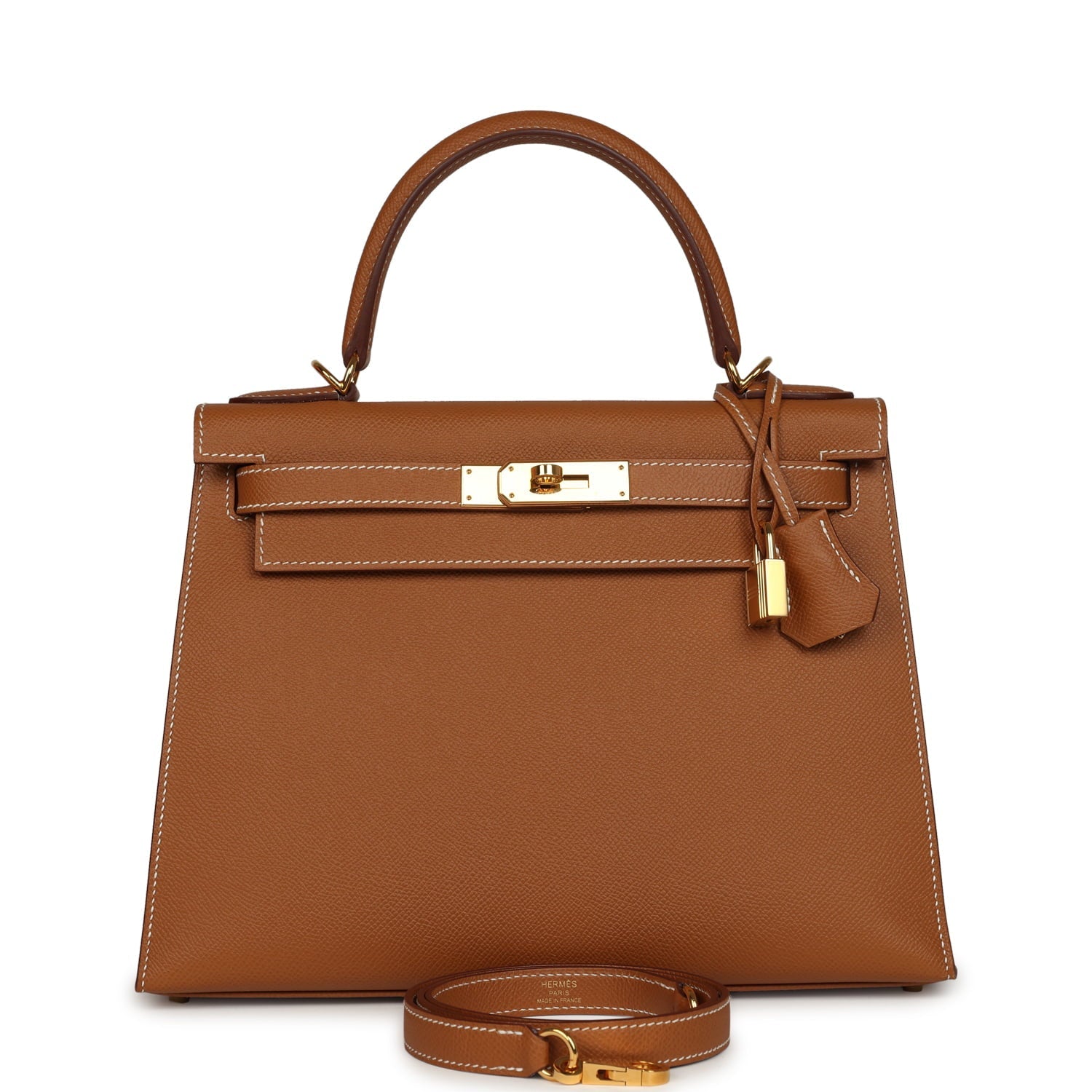 Pre-owned Hermes Kelly Sellier 28 Gold Epsom Gold Hardware