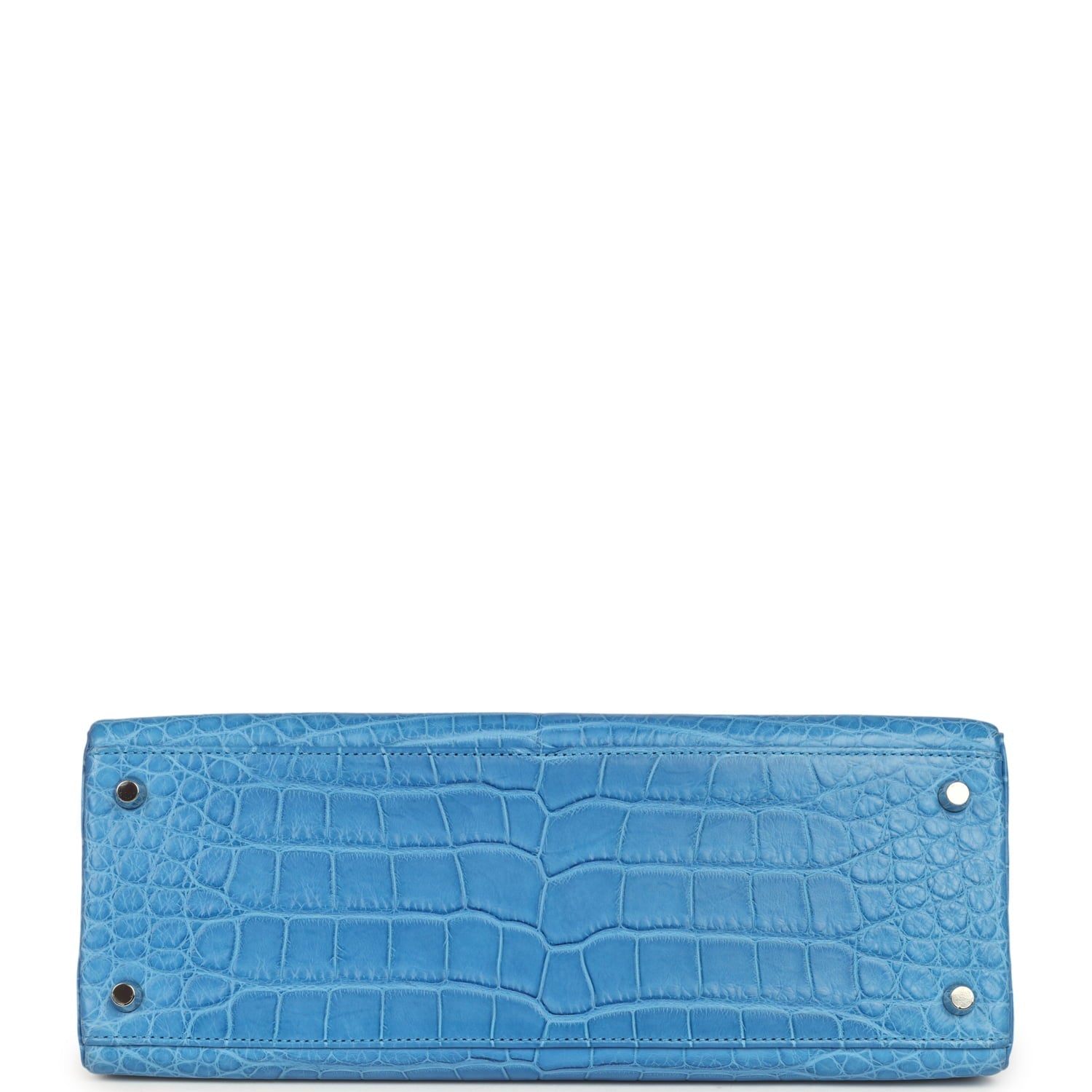Pre-owned Hermes Kelly Retourne 32 Bleu Mykonos Matte Alligator Palladium Hardware