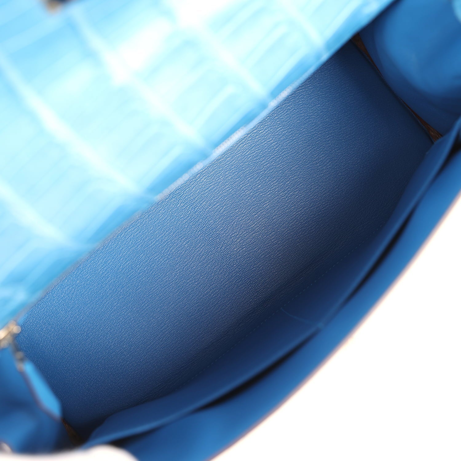 Pre-owned Hermes Kelly Retourne 32 Bleu Mykonos Matte Alligator Palladium Hardware