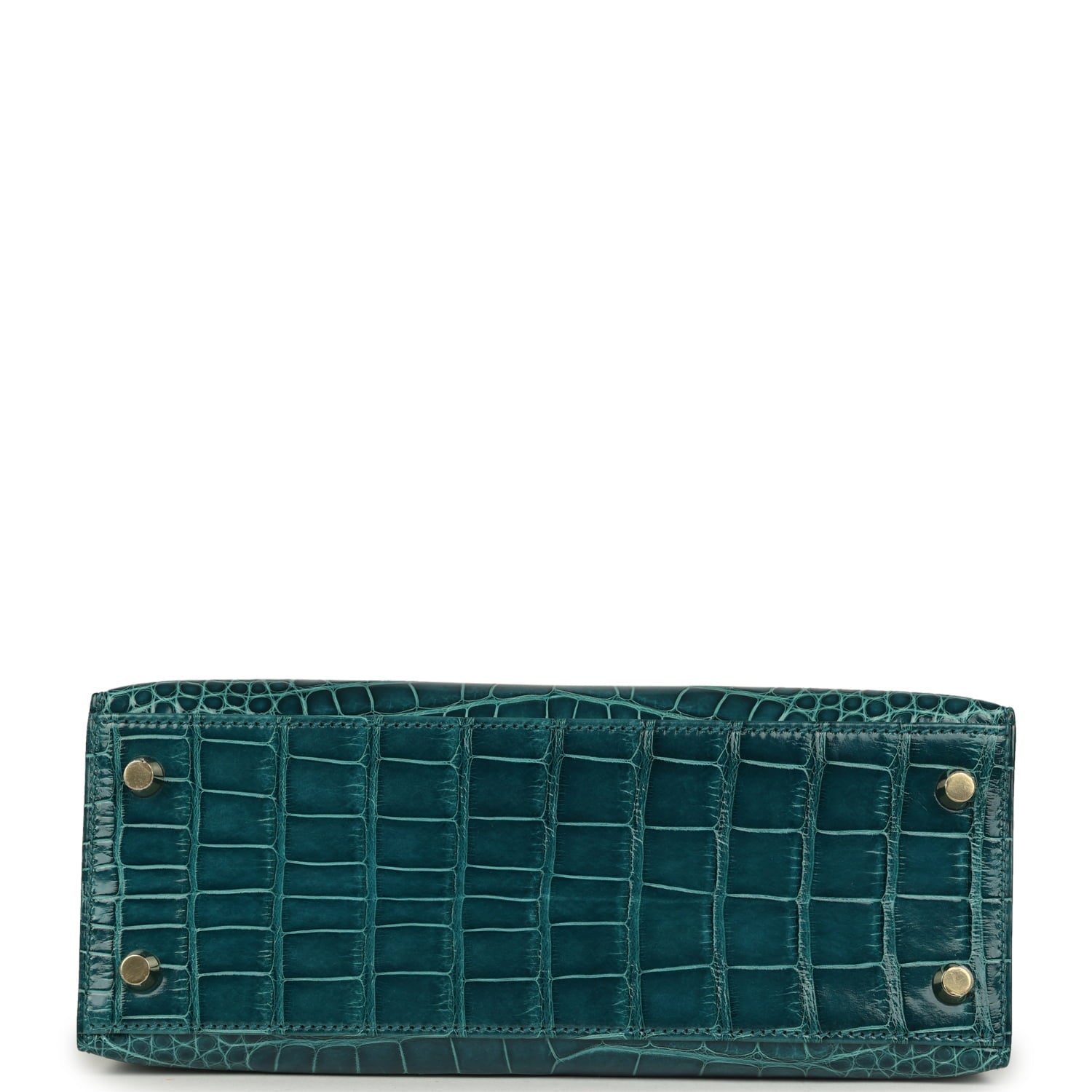 Pre-owned Hermes Kelly Sellier 25 Vert Bosphore Shiny Alligator Gold Hardware