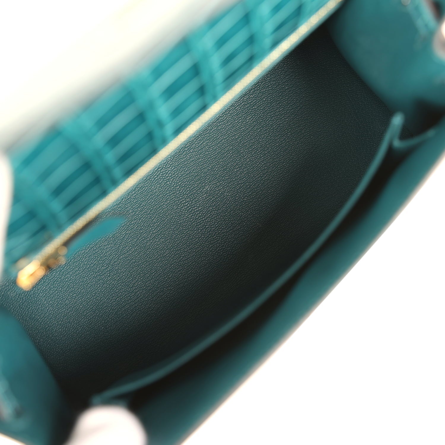 Pre-owned Hermes Kelly Sellier 25 Vert Bosphore Shiny Alligator Gold Hardware