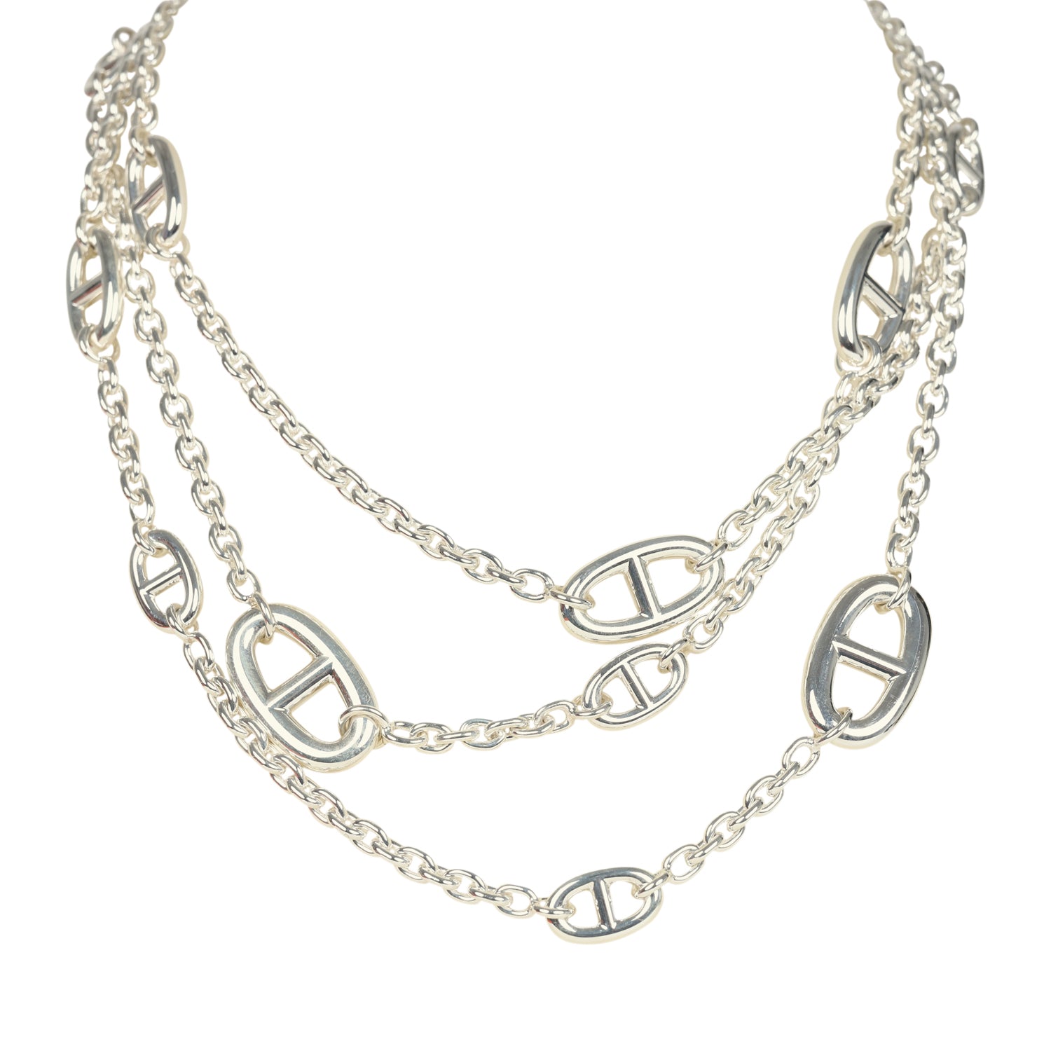 Hermes Farandole Rope Necklace 120cm Sterling Silver Hardware