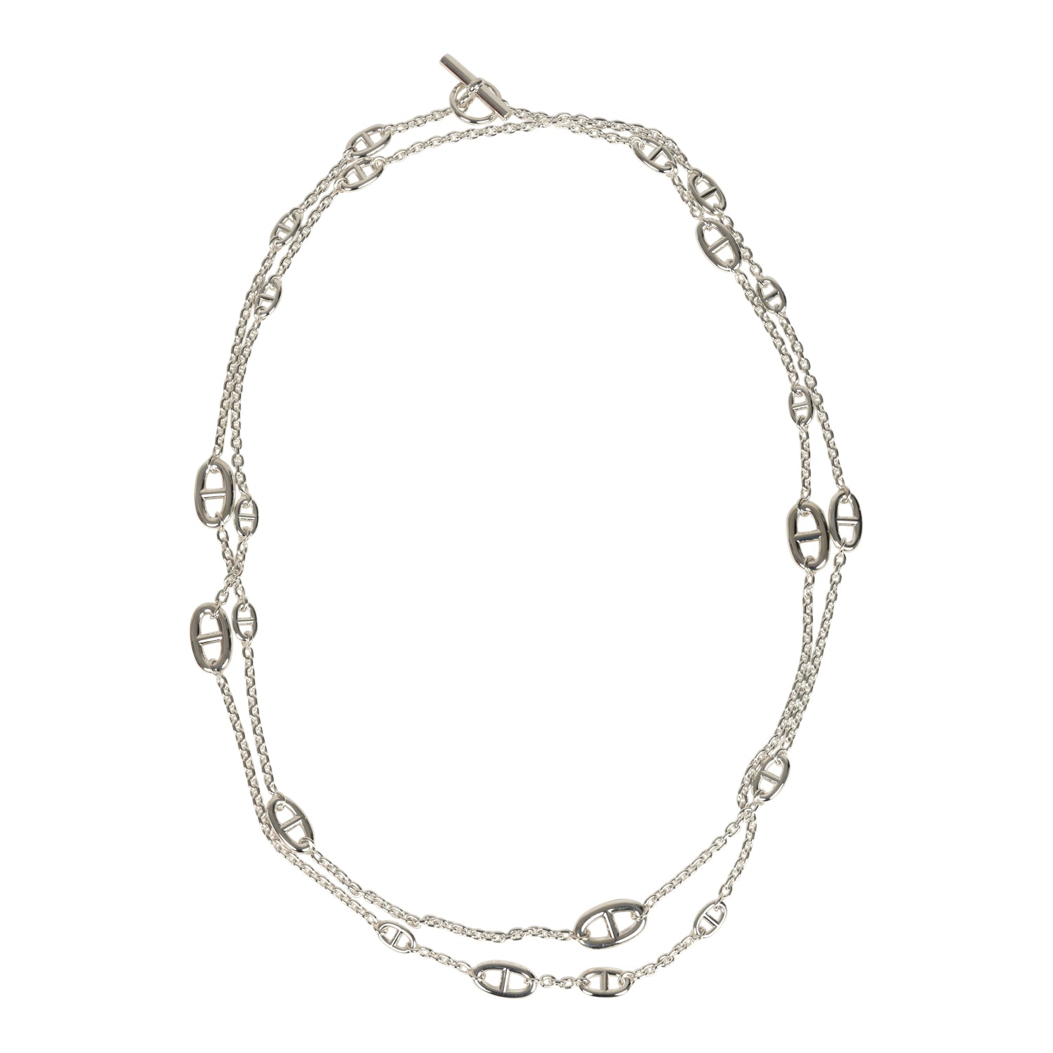 Hermes Farandole Rope Necklace 160cm Sterling Silver Hardware