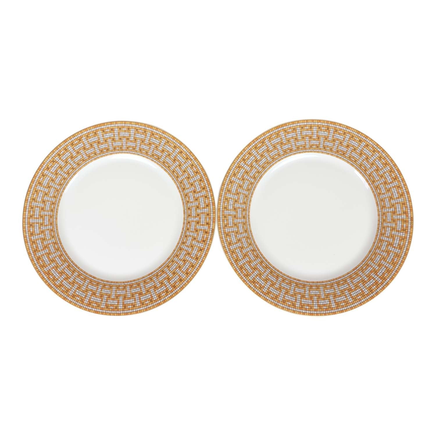 Hermes "Mosaique Au 24" Gold Dinner Plate Set