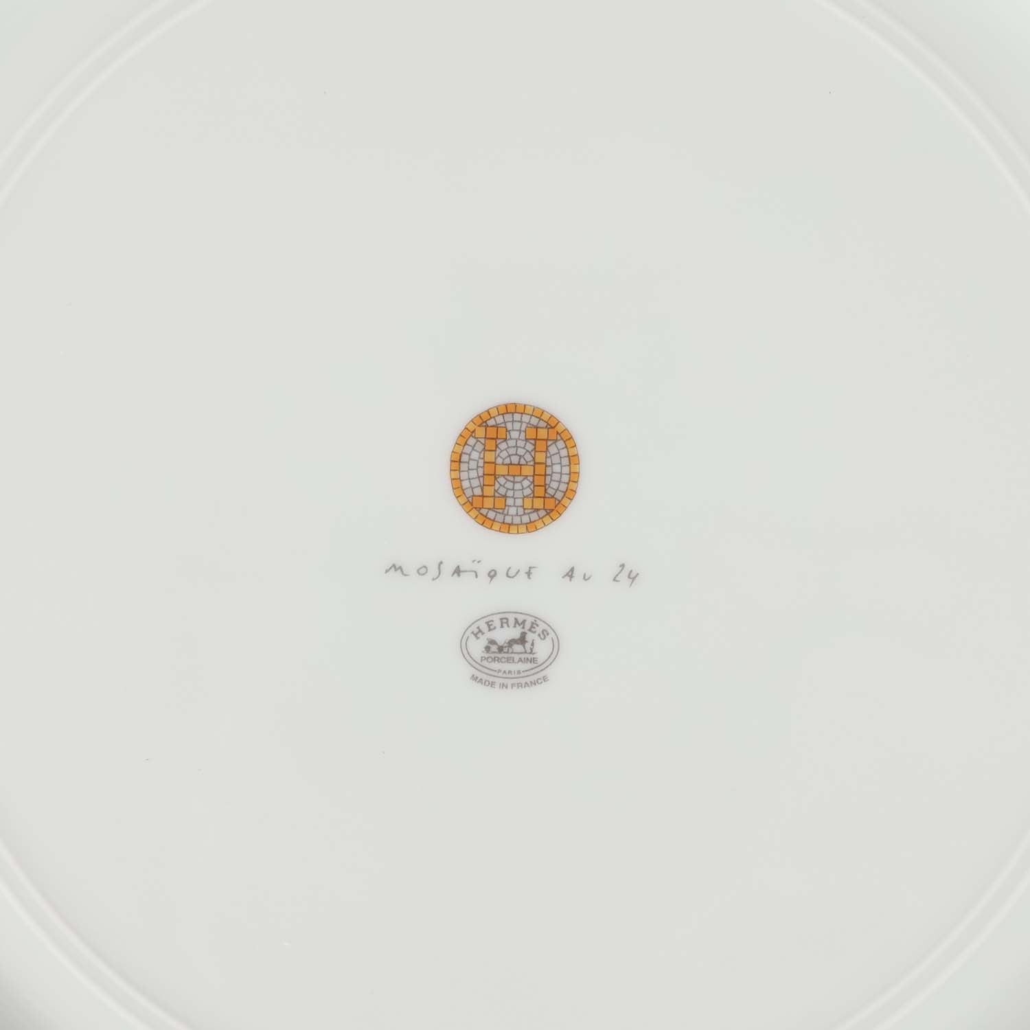 Hermes "Mosaique Au 24" Gold Porcelain Presentation Plate Set