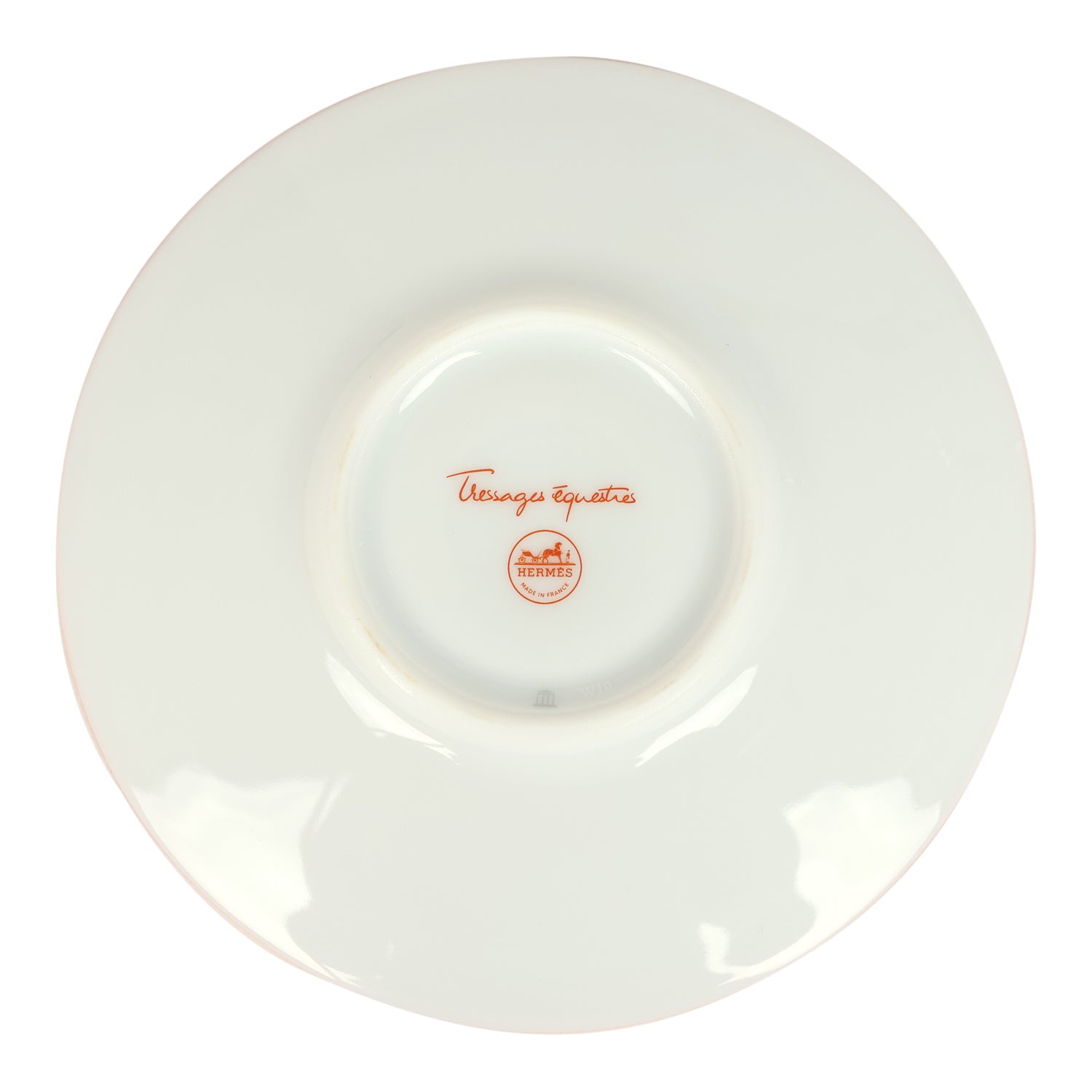 Hermes "Tressages Equestres" Orange, White and Blue Porcelain Coffee Cup & Saucer Set of 2