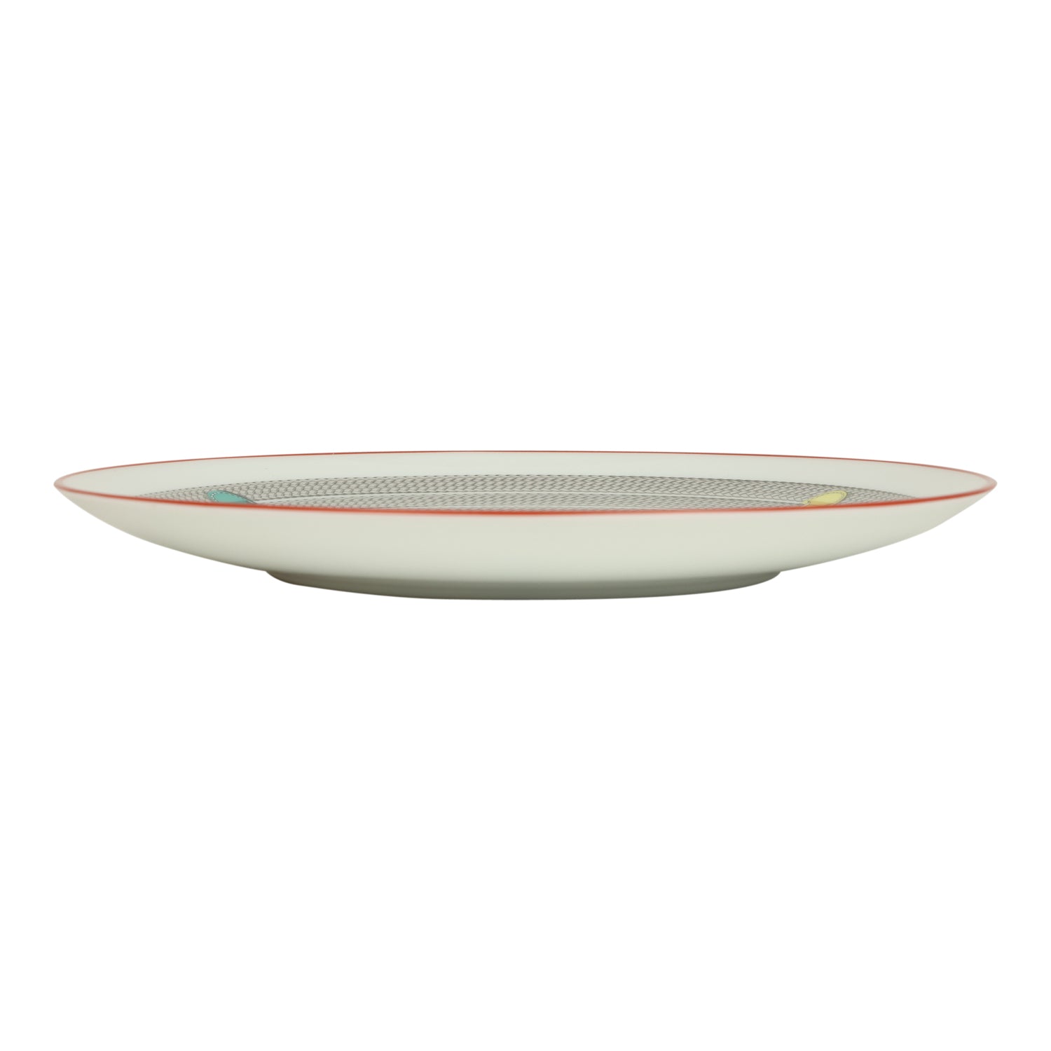 Hermes "Tressages Equestres" Orange, White and Blue Porcelain Dessert Plate Set of 2