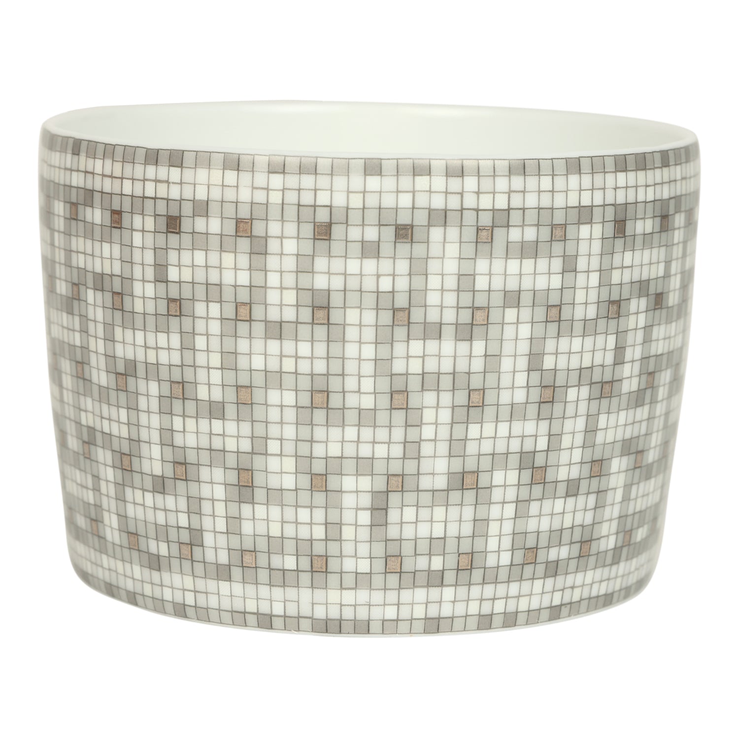 Hermes "Mosaique Au 24" White & Grey Porcelain Tea Cup and Saucer Set