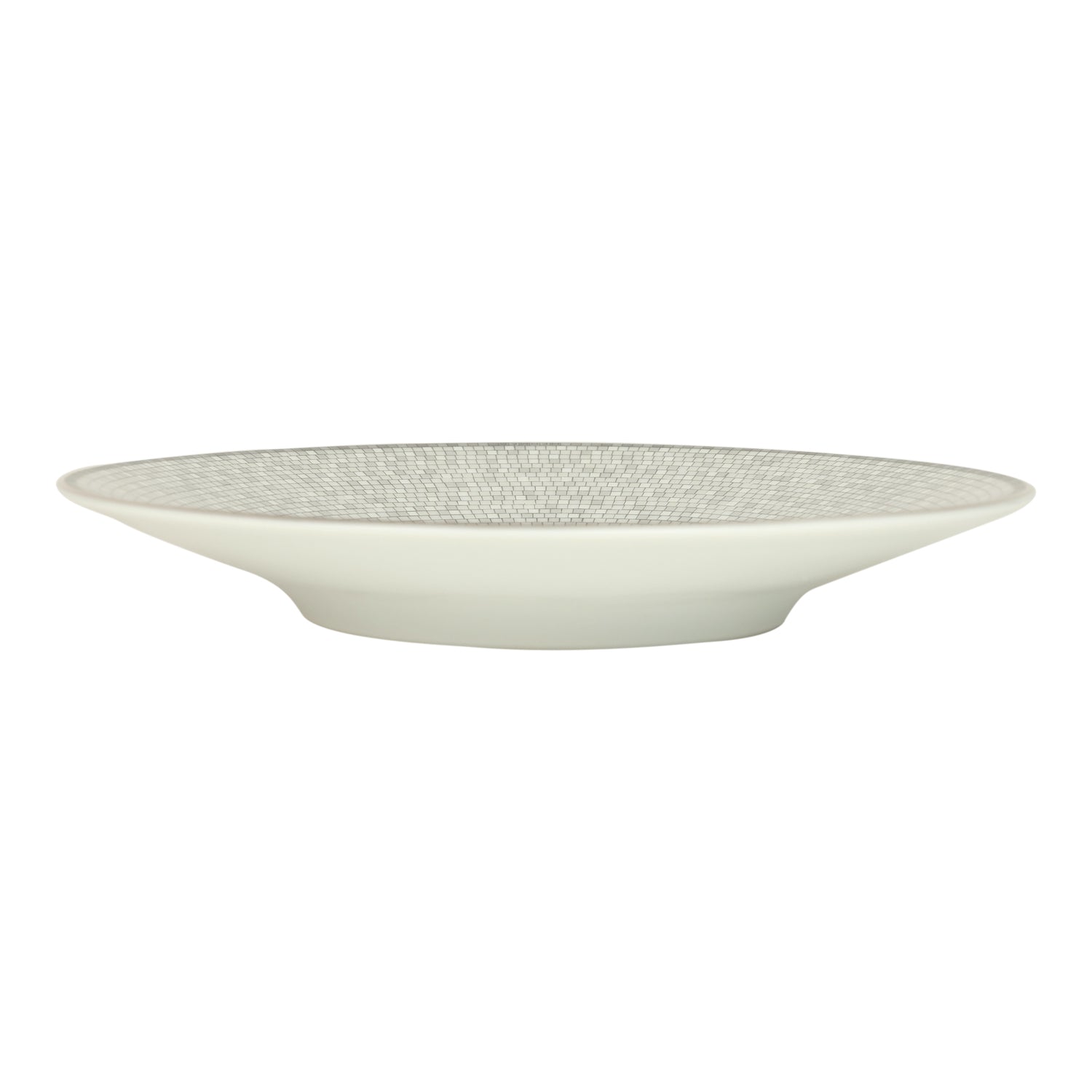 Hermes "Mosaique Au 24" White & Grey Porcelain Tea Cup and Saucer Set