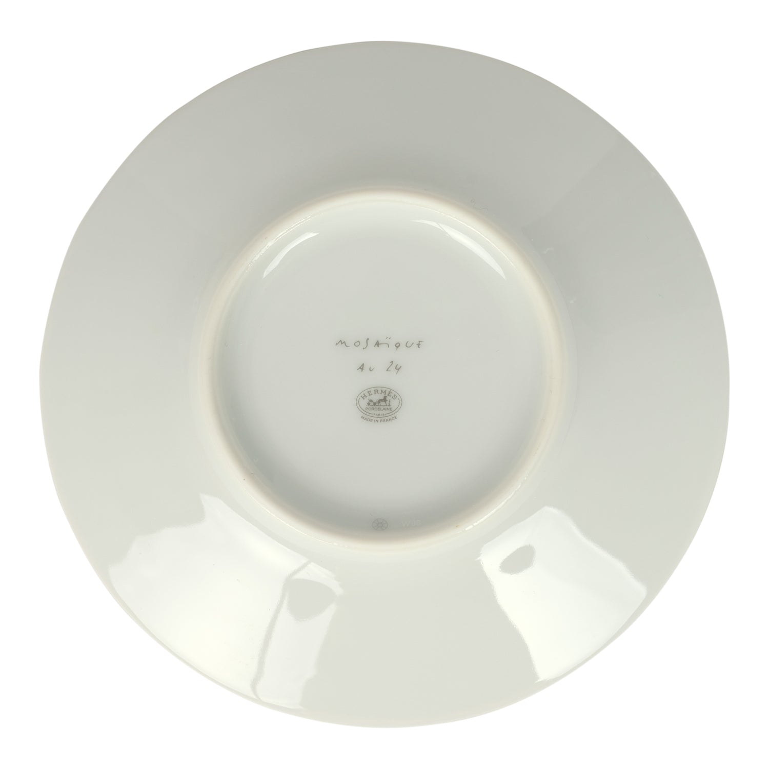 Hermes "Mosaique Au 24" White & Grey Porcelain Tea Cup and Saucer Set