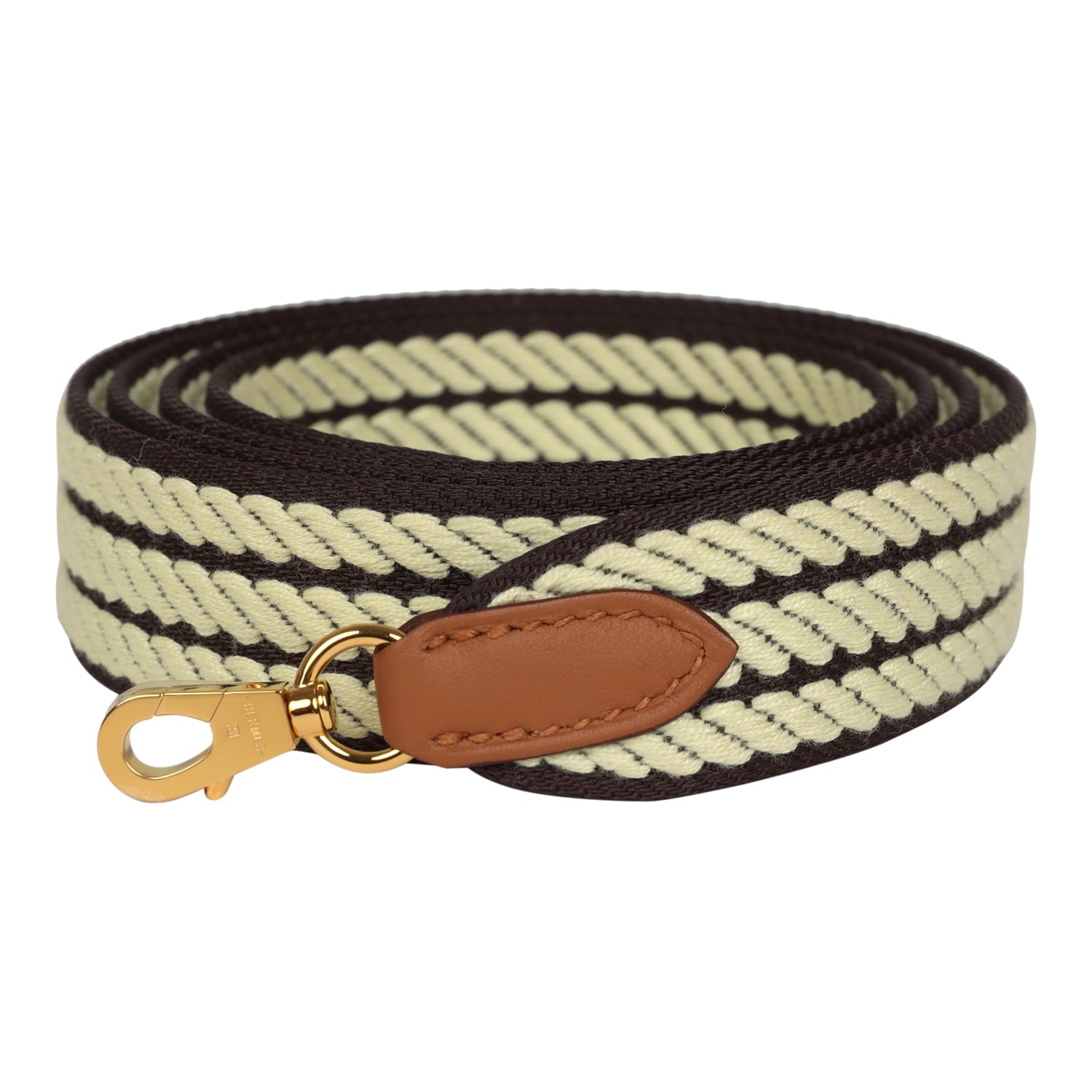 Hermes Sangle Bag Strap 50MM Prunoir, Jaune Milton, Gold Cordage Canvas and Swift Gold Hardware