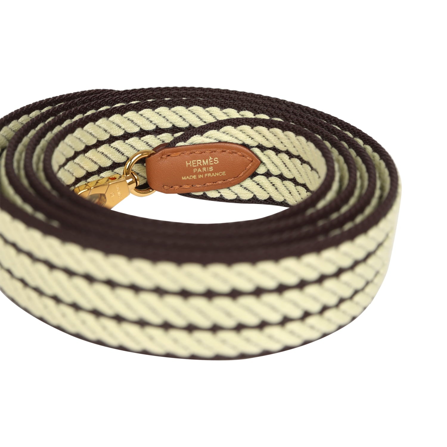 Hermes Sangle Bag Strap 50MM Prunoir, Jaune Milton, Gold Cordage Canvas and Swift Gold Hardware