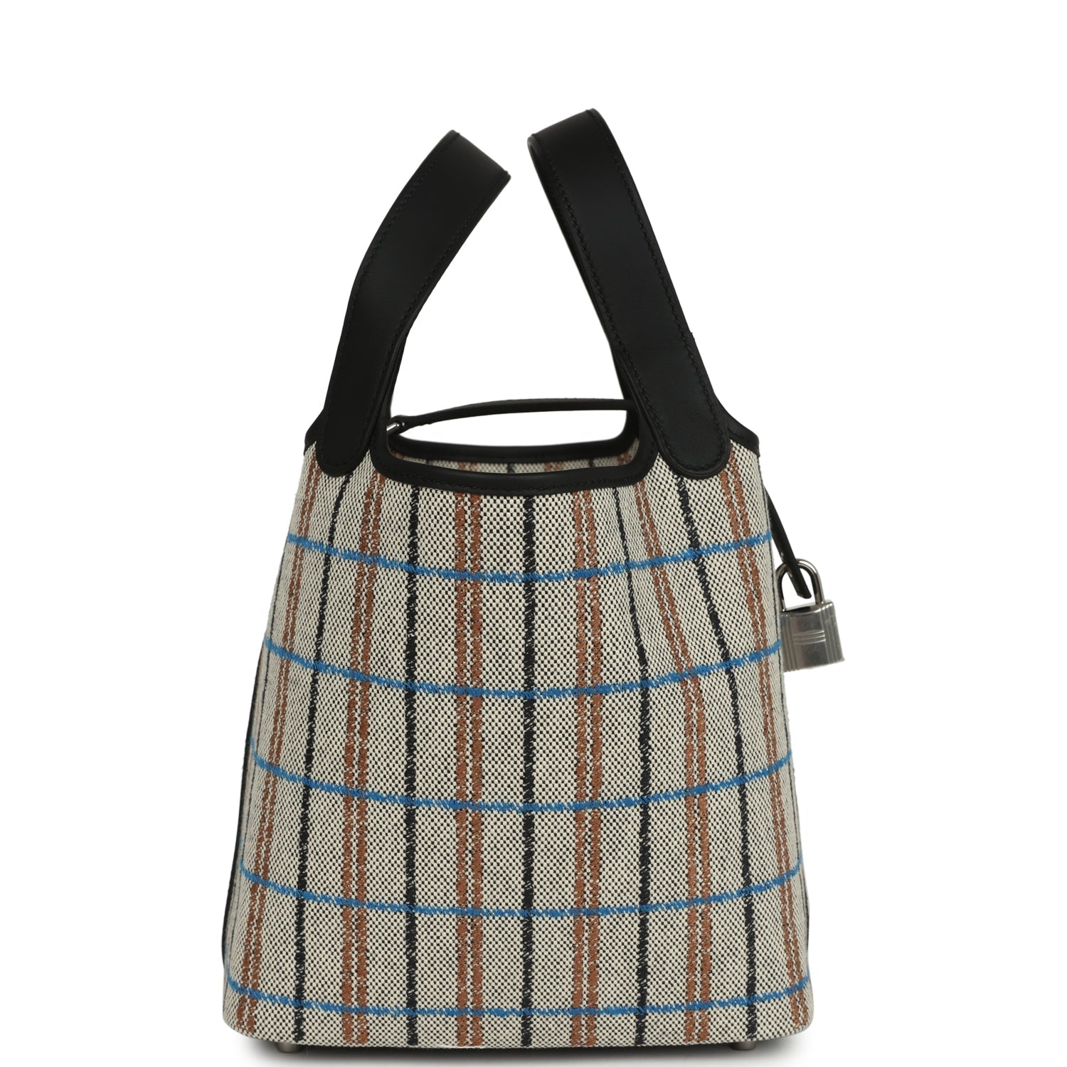 Hermes Picotin Lock 18 Black Swift and Ecru, Bleu, Black and Fauve Toile H Canvas Palladium Hardware