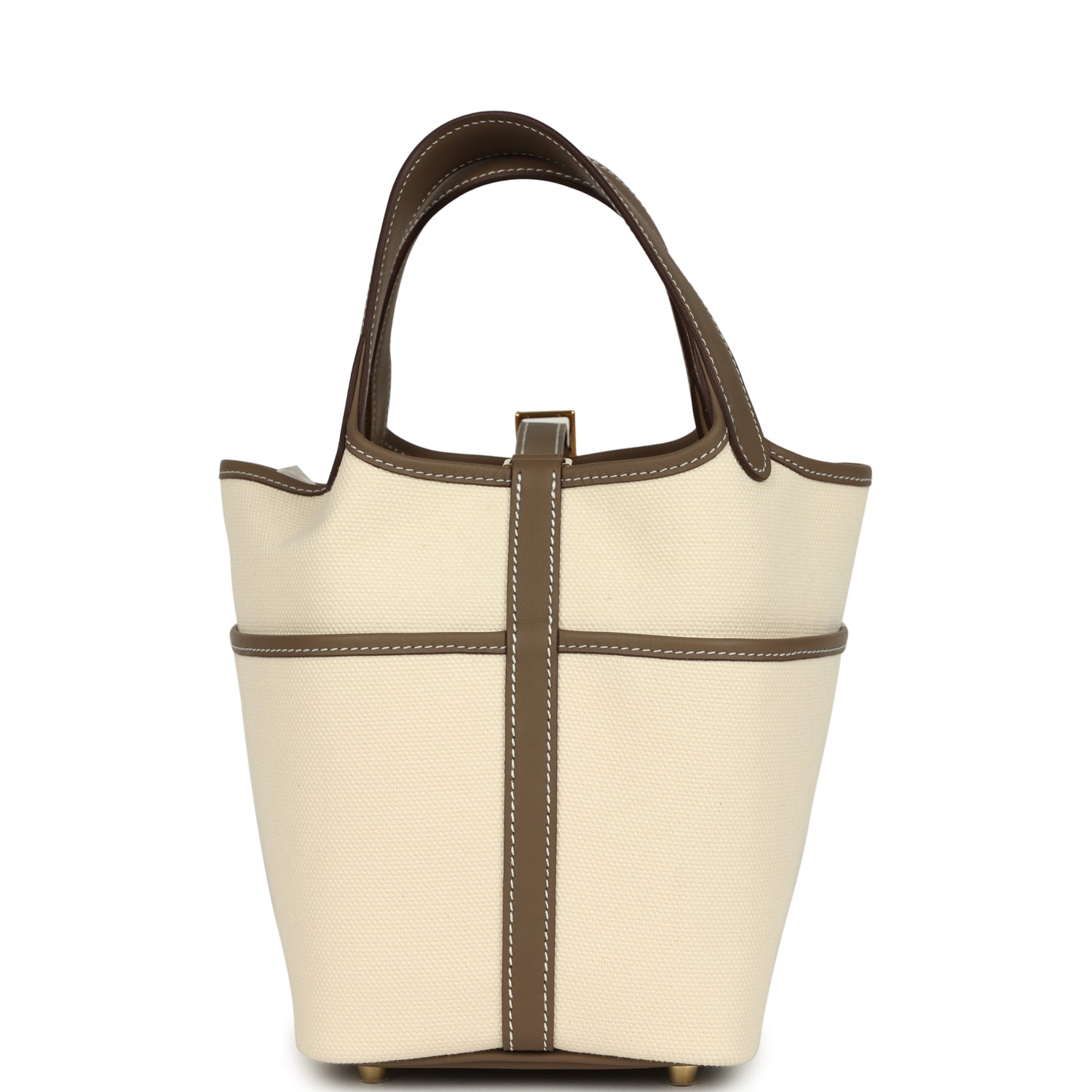 Hermes Picotin Cargo 18 Ecru Toile Canvas and Etoupe Swift Gold Hardware