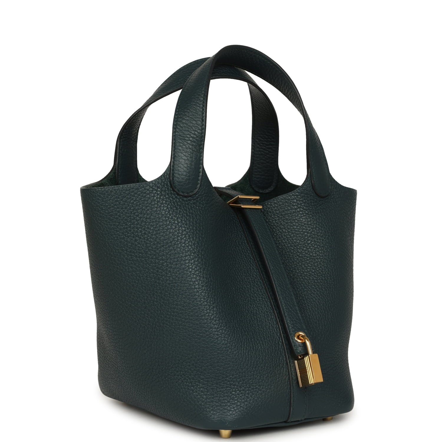 Pre-owned Hermes Picotin Lock 18 Vert Cypress Clemence Gold Hardware