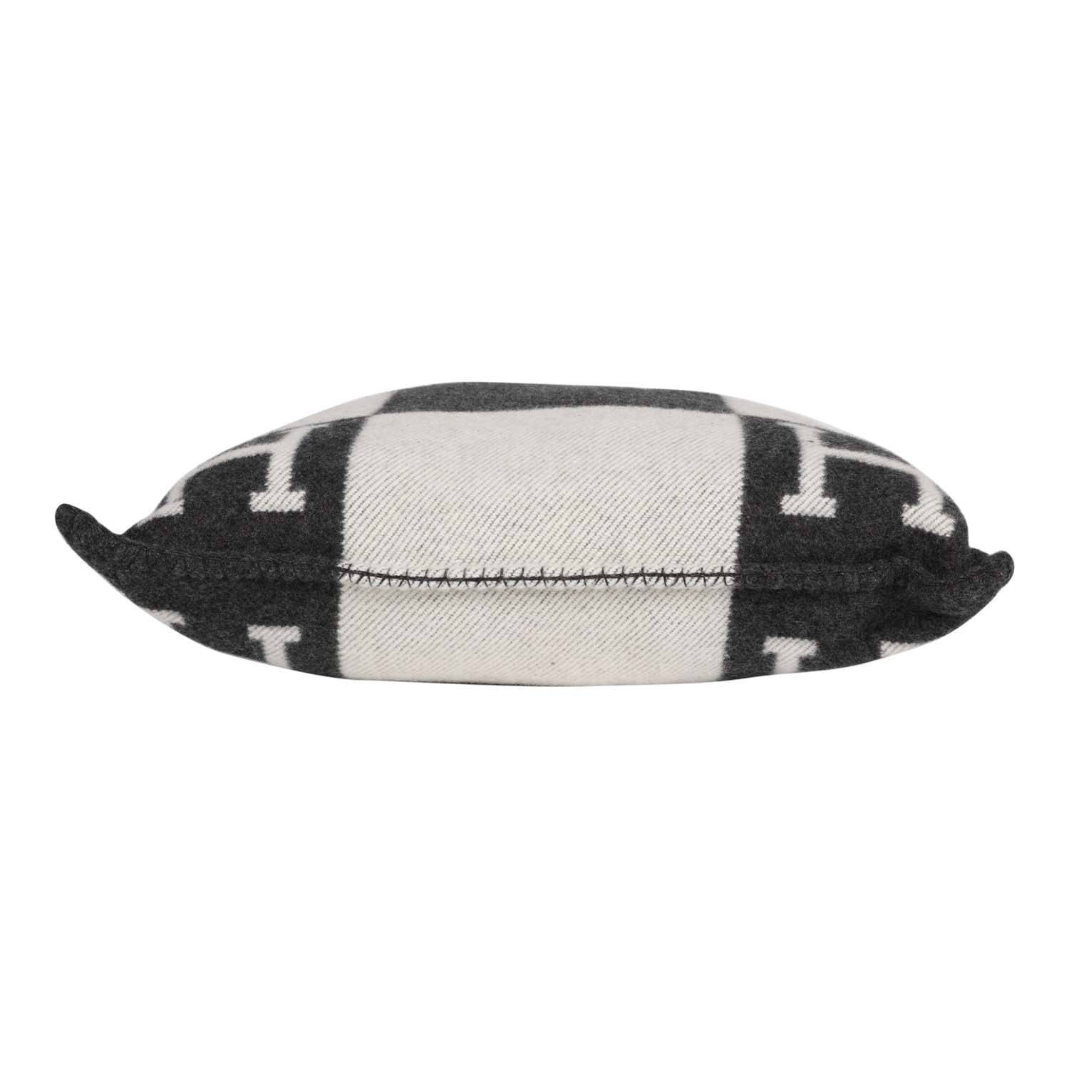 Hermes "Avalon" Ecru and Gris Fonce Signature H Pillow PM