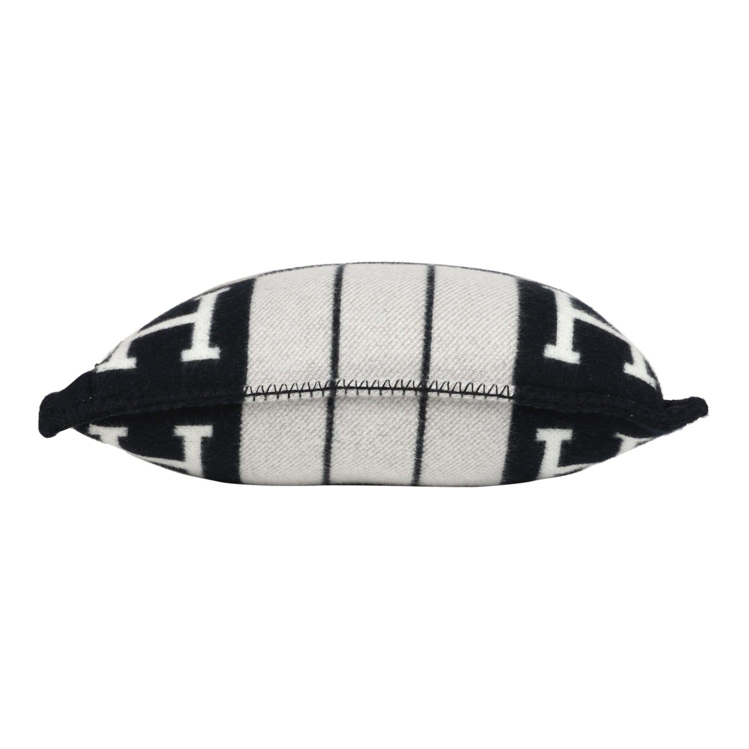 Hermes "Avalon III" Ecru and Black Signature H Pillow PM Single