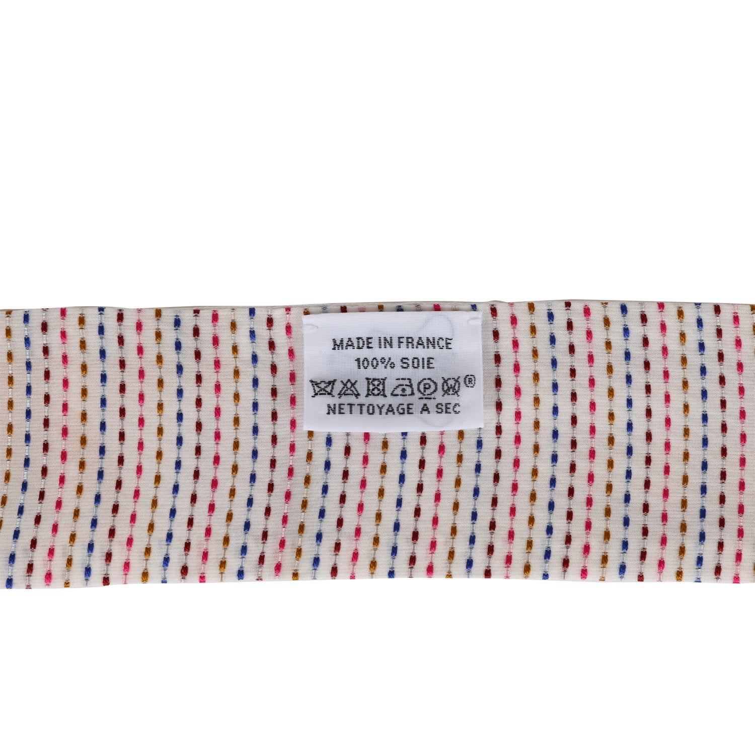 Hermes "Chevaloscope Pointille" White Silk Twilly Pair