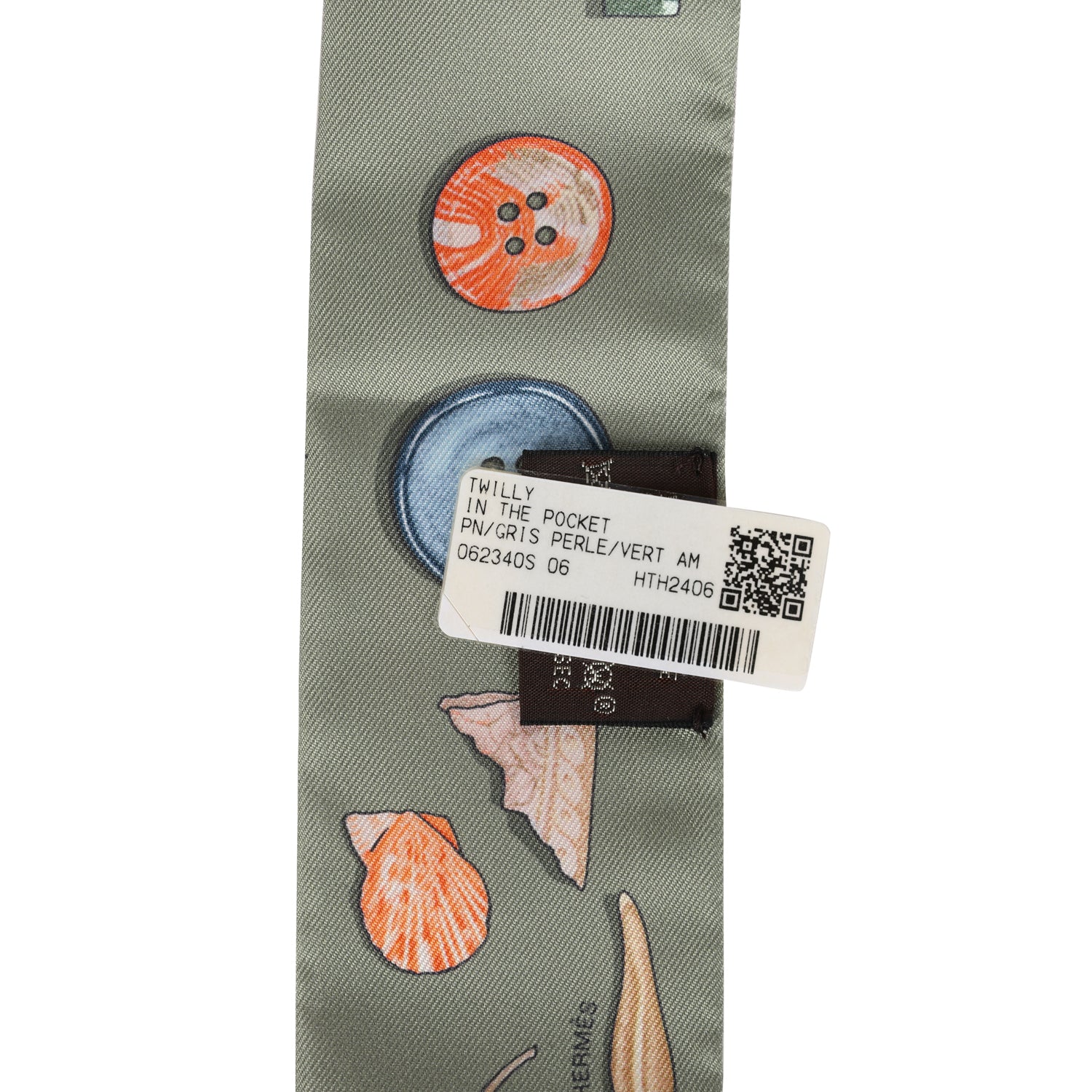 Hermes "In The Pocket" Vert Amande Multi Silk Twilly Pair
