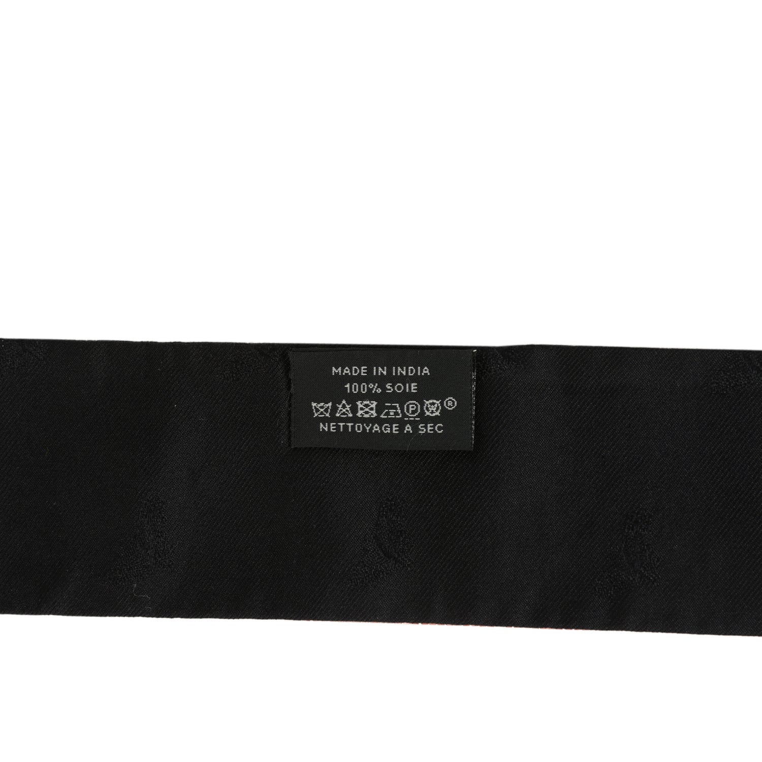 Hermes "Tresses H" Embroidered Black, Rouge H and Argent Silk Twilly