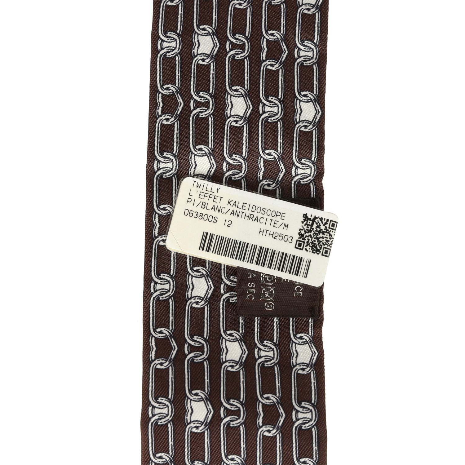 Hermes "L' Effet Kaleidoscope" Blanc, Anthracite and Marron Multi Silk Twilly Pair