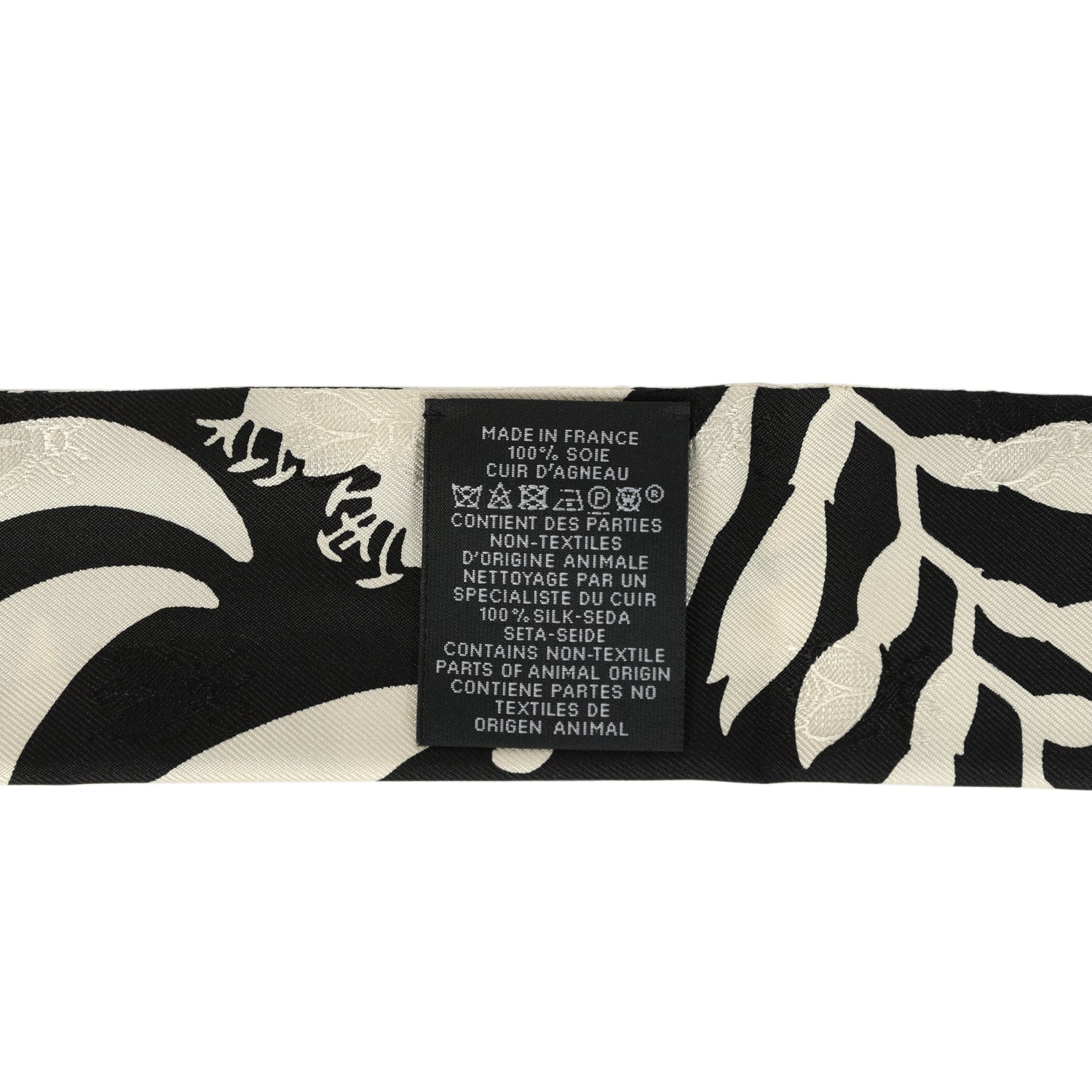 Hermes "Bouquet Final" Cream and Black Fringe Silk Twilly