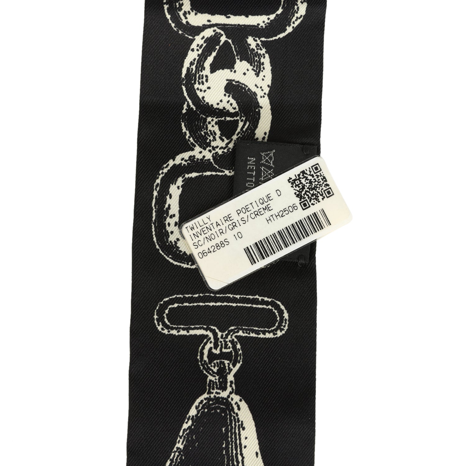 Hermes "Inventaire Poetique De Brides A Bloc" Gris, Creme and Black Multi Silk Twilly