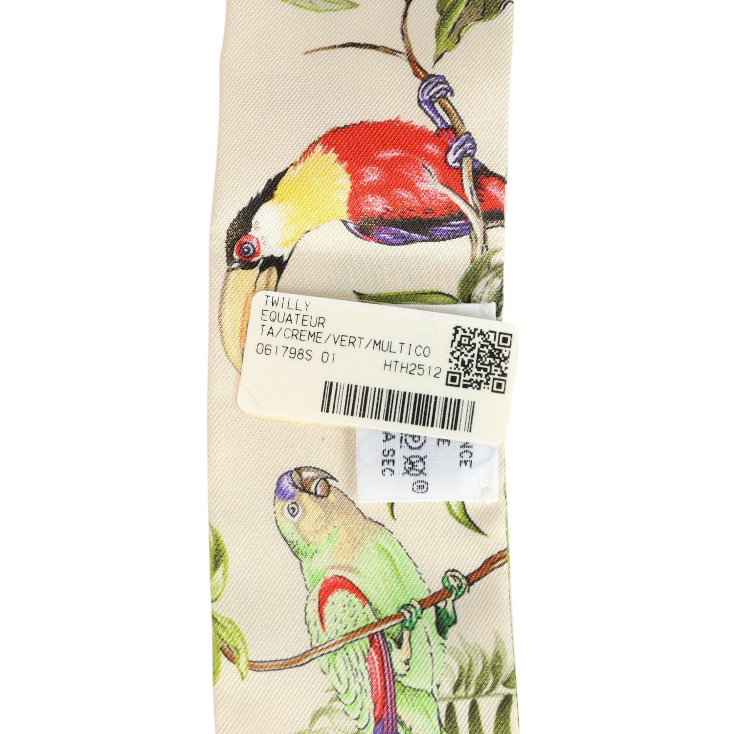 Hermes "Equateur" Creme, Vert Multi Silk Twilly