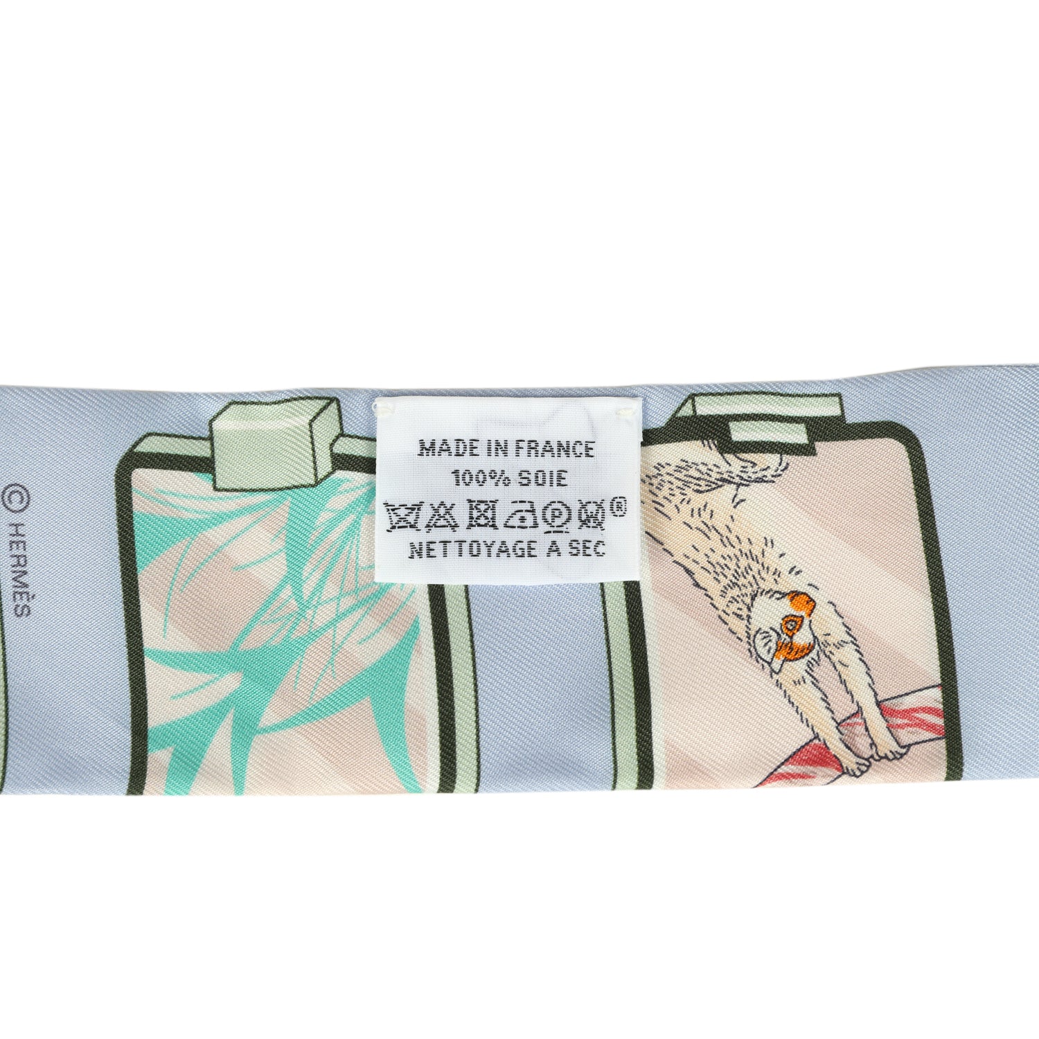 Hermes "Story" Bleu Pale, Rose & Vert Silk Twilly