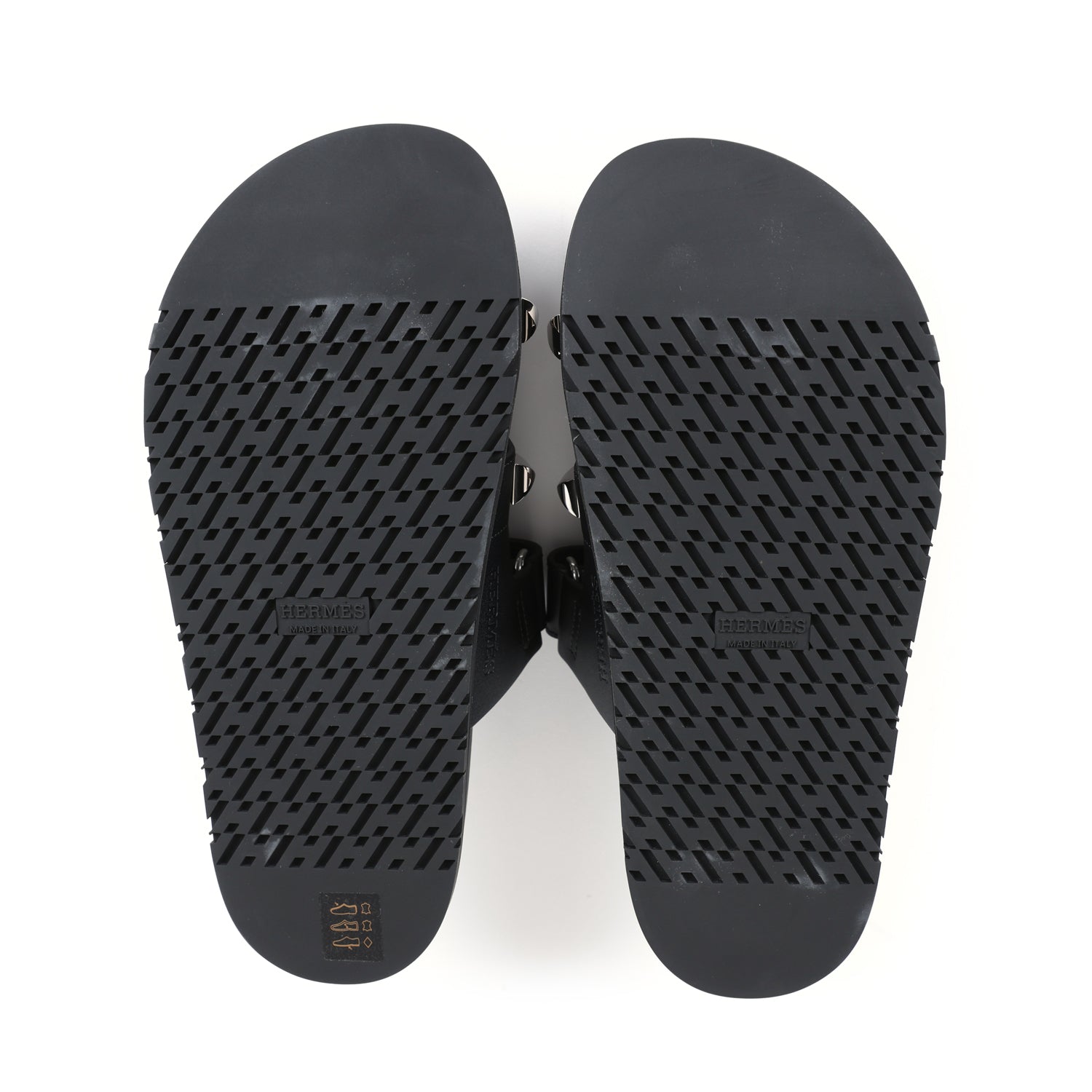 Hermes Chypre Techno Sandals Black Studded Calfskin Palladium Hardware 37.5 EU