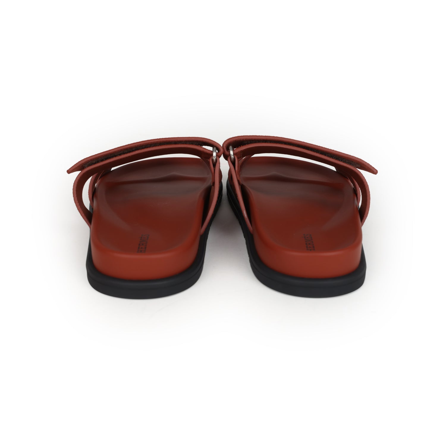 Hermes Chypre Techno Sandals Maroon Muscavado Suede Palladium Hardware 38.5 EU