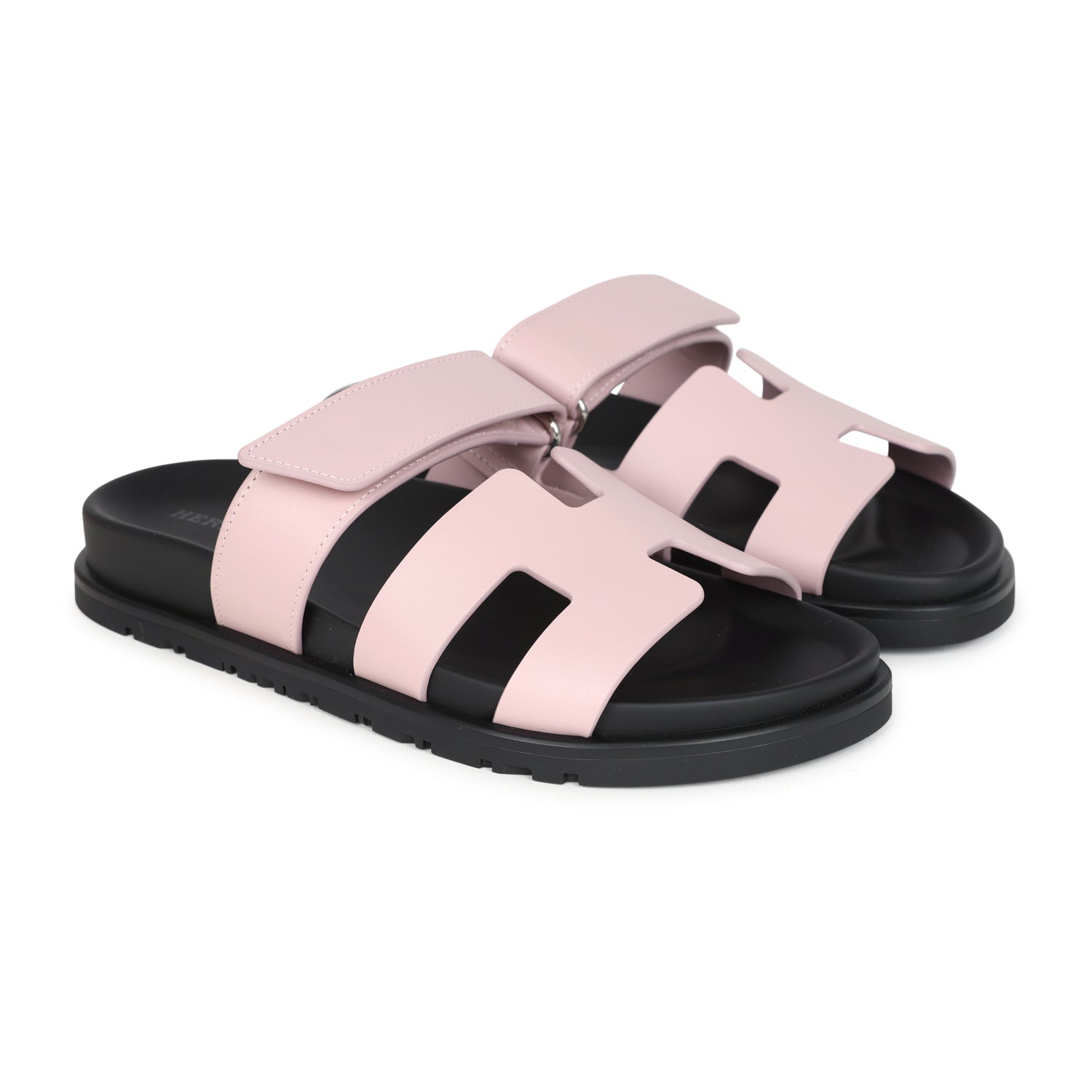 Hermes Chypre Techno Sandals Rose Cancan Calfskin Palladium Hardware 35 EU