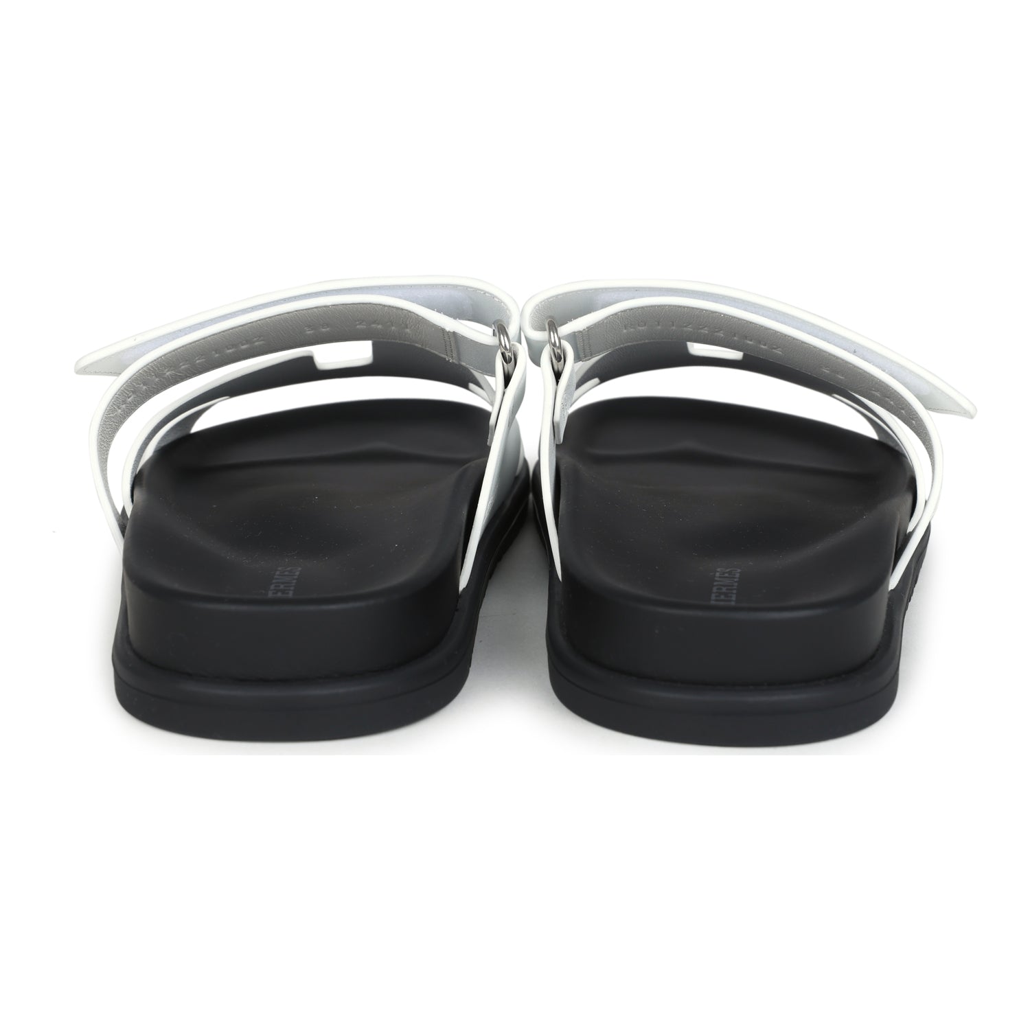 Hermes Chypre Sandals White Calfskin Palladium Hardware 38 EU