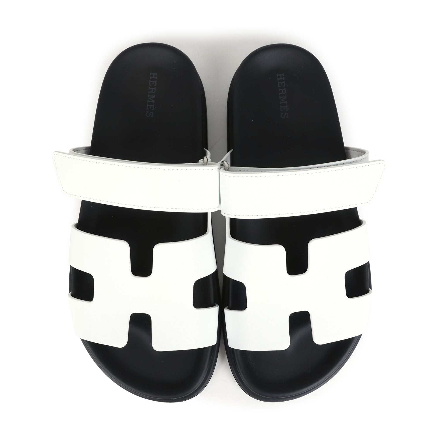 Hermes Chypre Sandals White Calfskin Palladium Hardware 38 EU