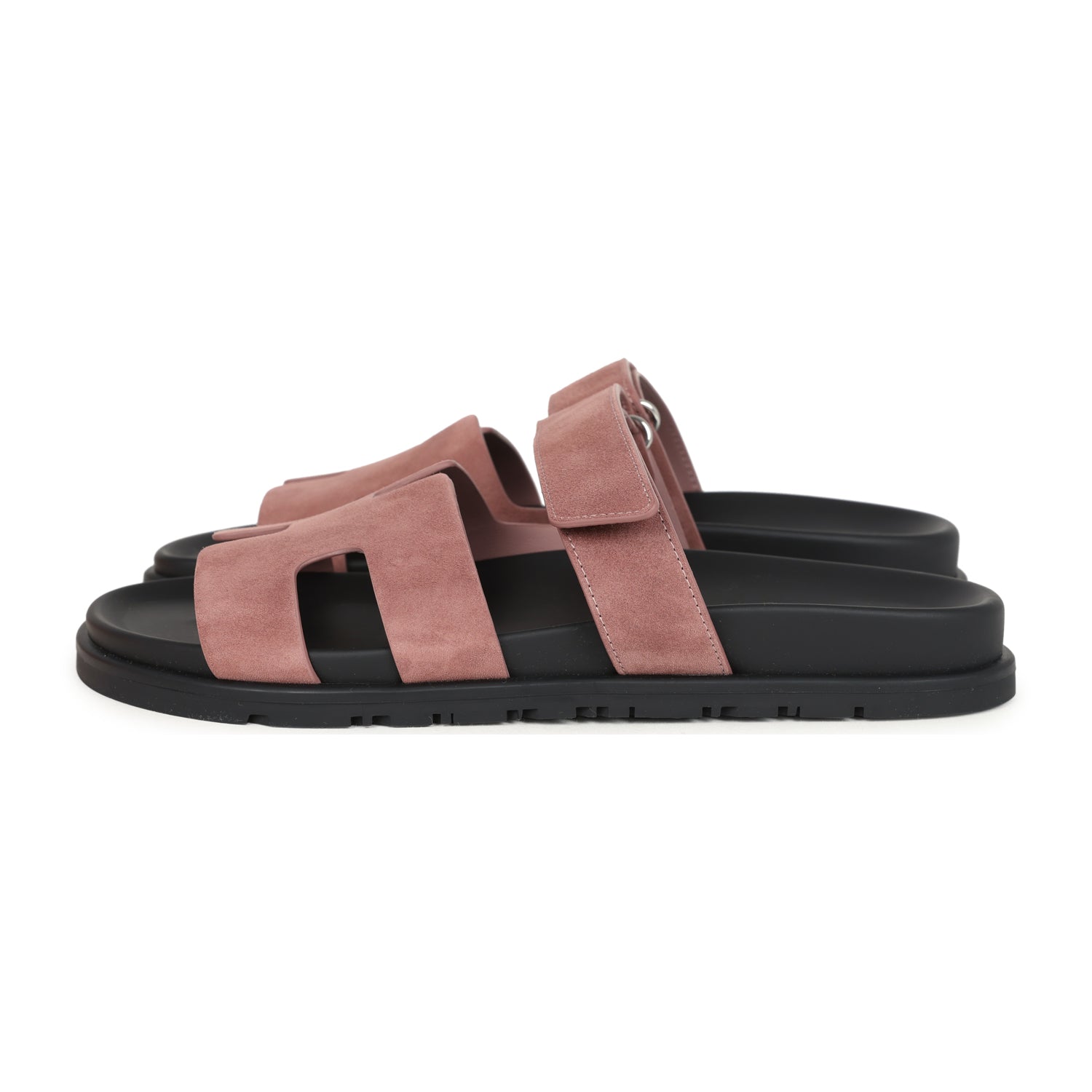 Hermes Chypre Techno Sandal Rose Antique Suede Palladium Hardware 40 EU