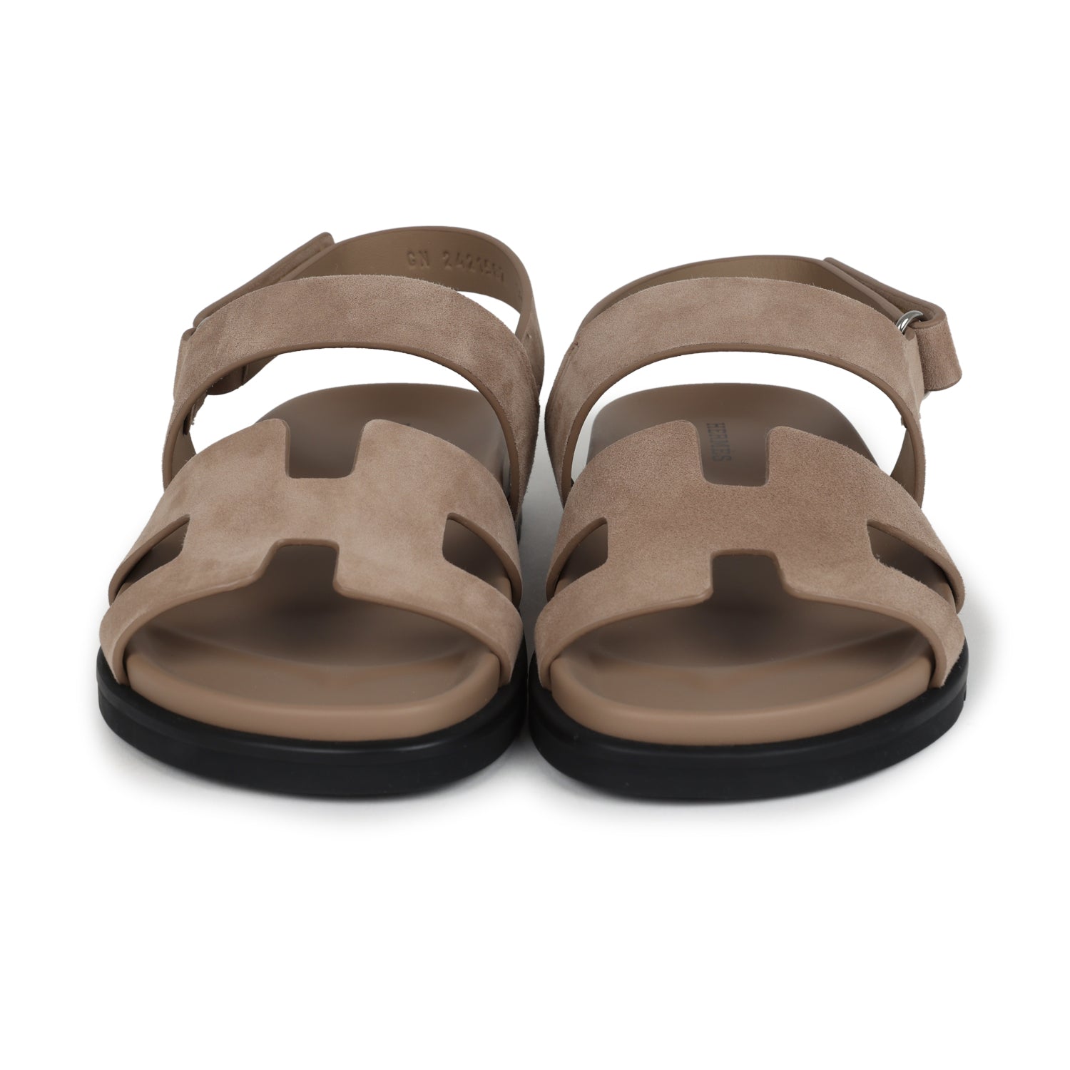 Hermes Chypre Genius Sandals Beige Lin Suede Palladium Hardware 38 EU
