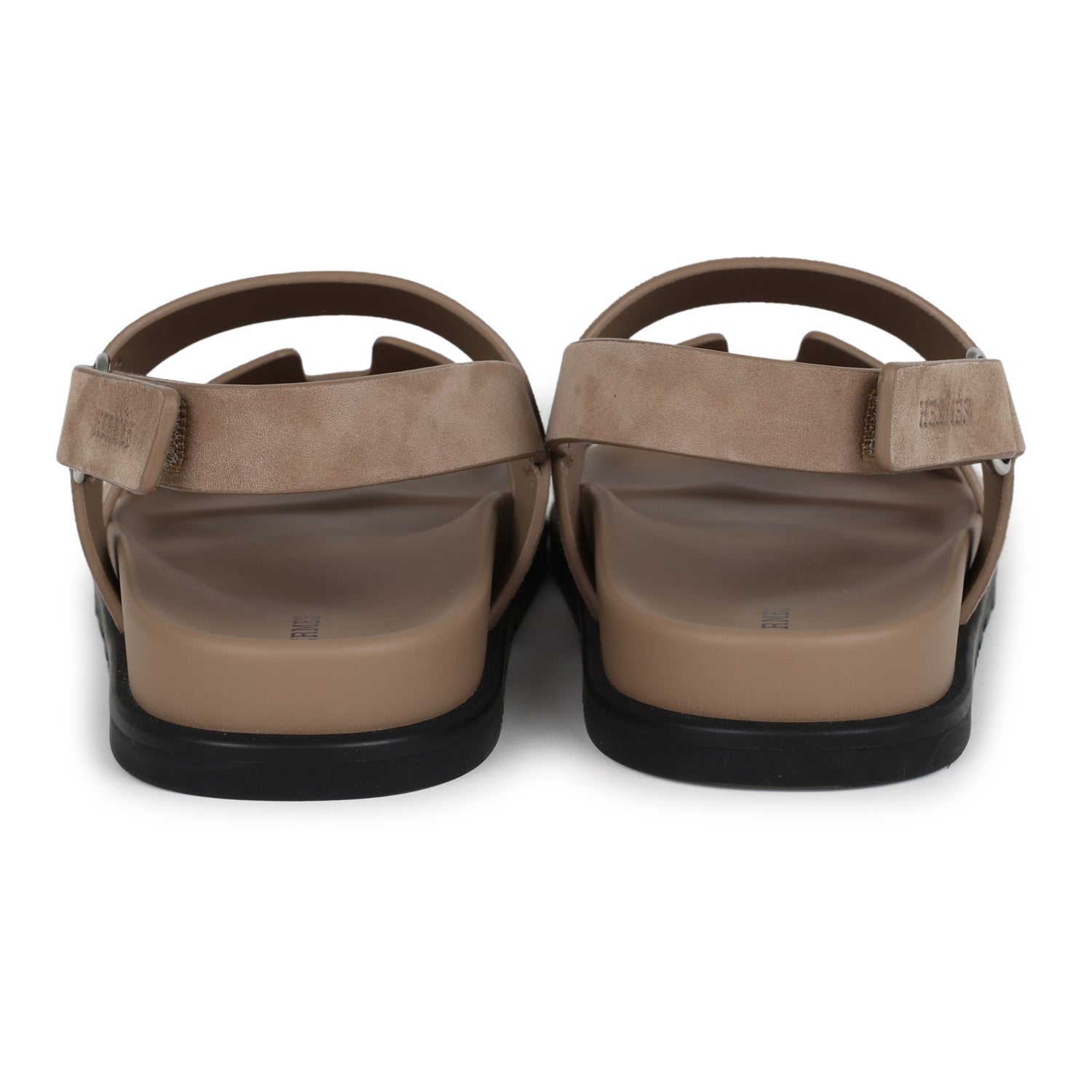 Hermes Chypre Genius Sandals Beige Lin Suede Palladium Hardware 38 EU