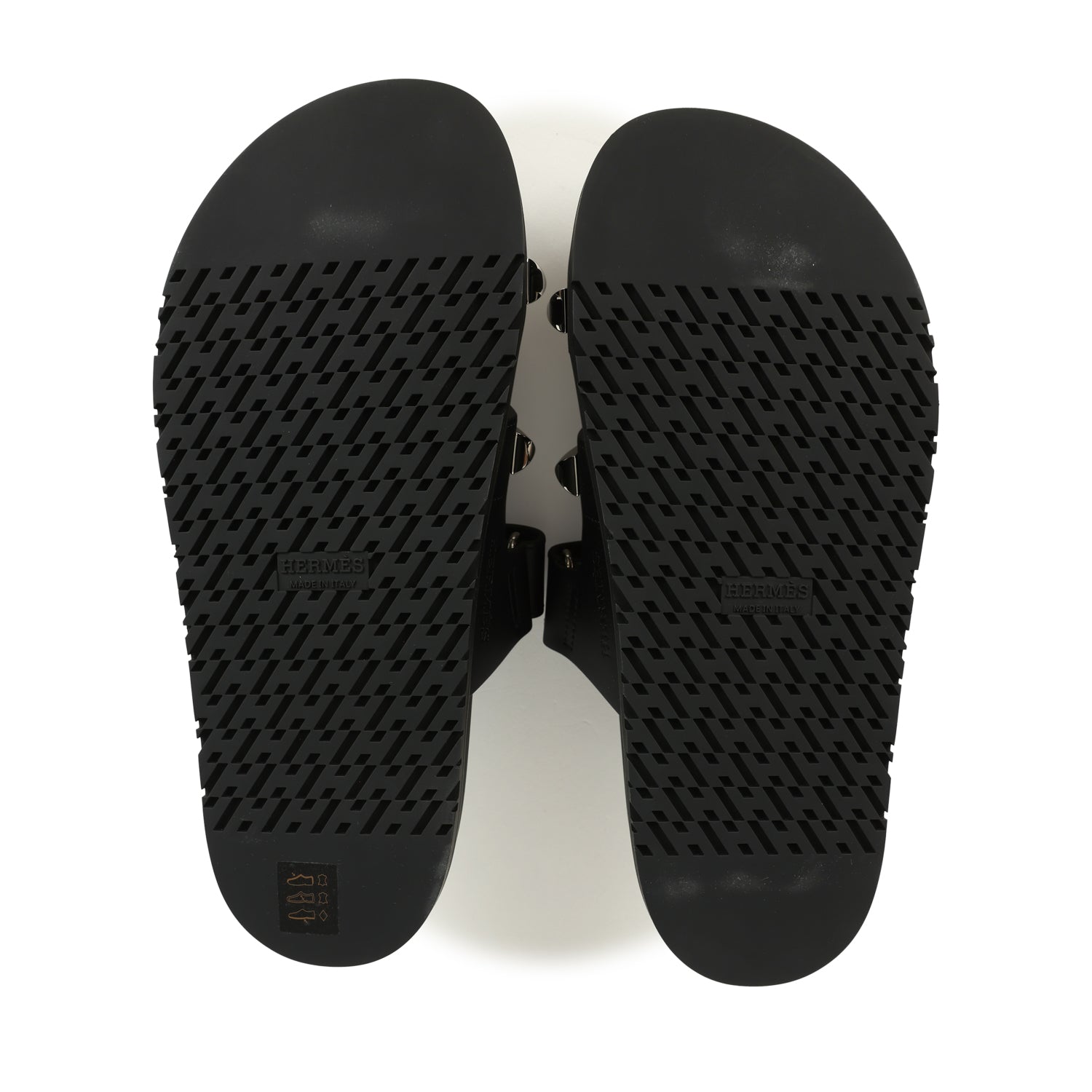 Hermes Chypre Techno Sandals Black Studded Calfskin Palladium Hardware 38 EU