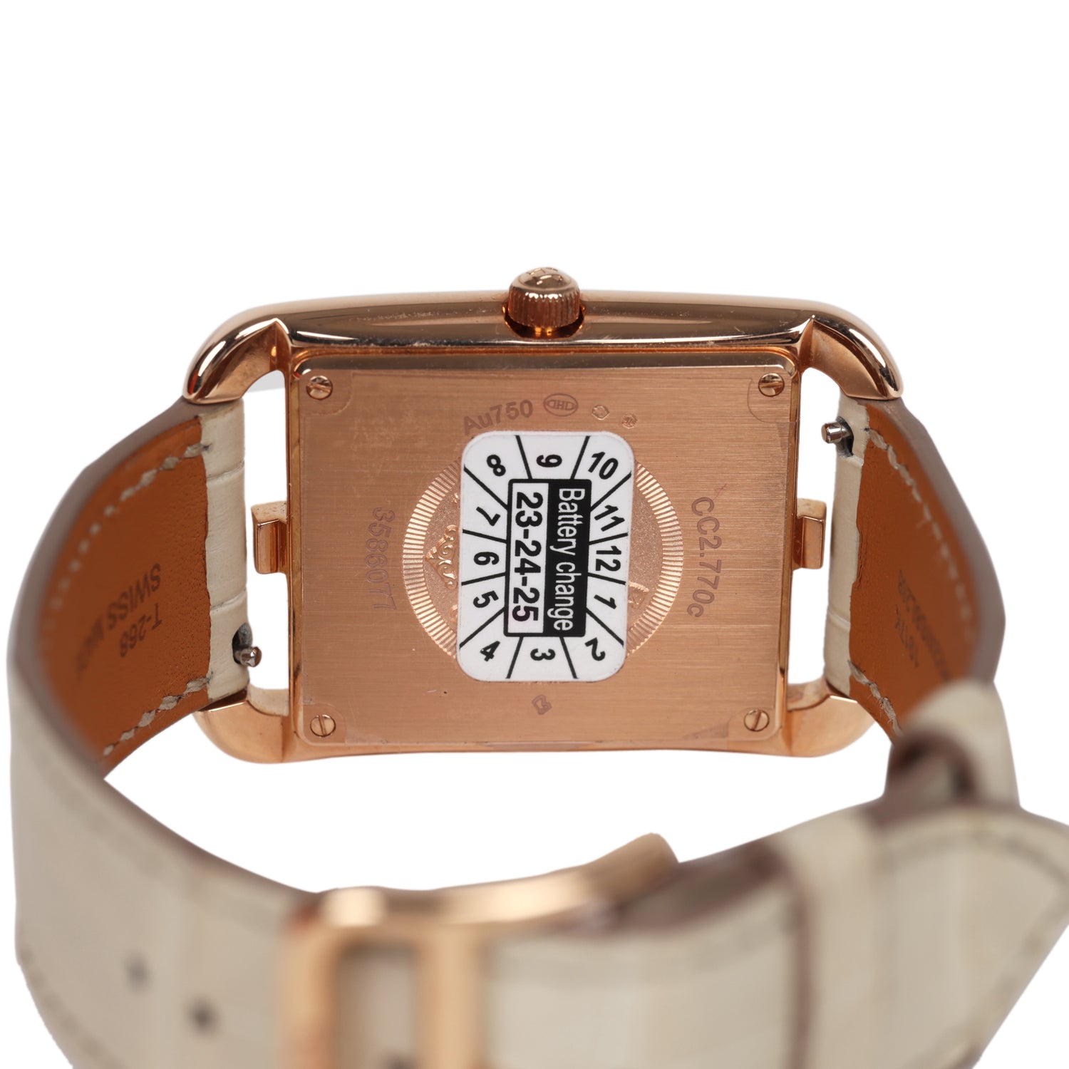 Pre-owned Hermes HSS Special Order Cape Cod Watch Beton Matte Alligator/Rose Gold