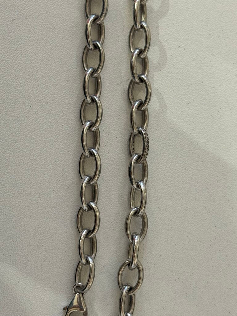 Sterling Silver + Pave Diamond Chain 16"